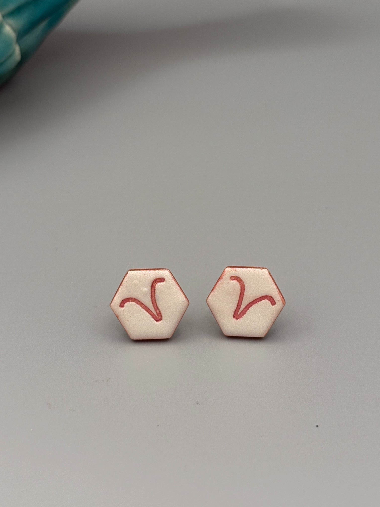 Aries Stud Earrings - handcrafted polymer clay earrings by Lakeside Clay