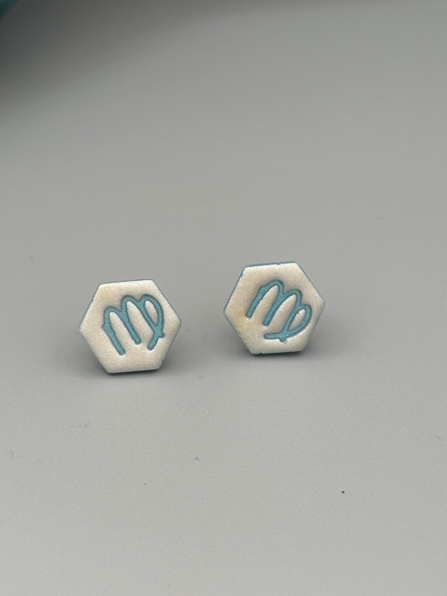 Virgo Stud Earrings - handcrafted polymer clay earrings by Lakeside Clay