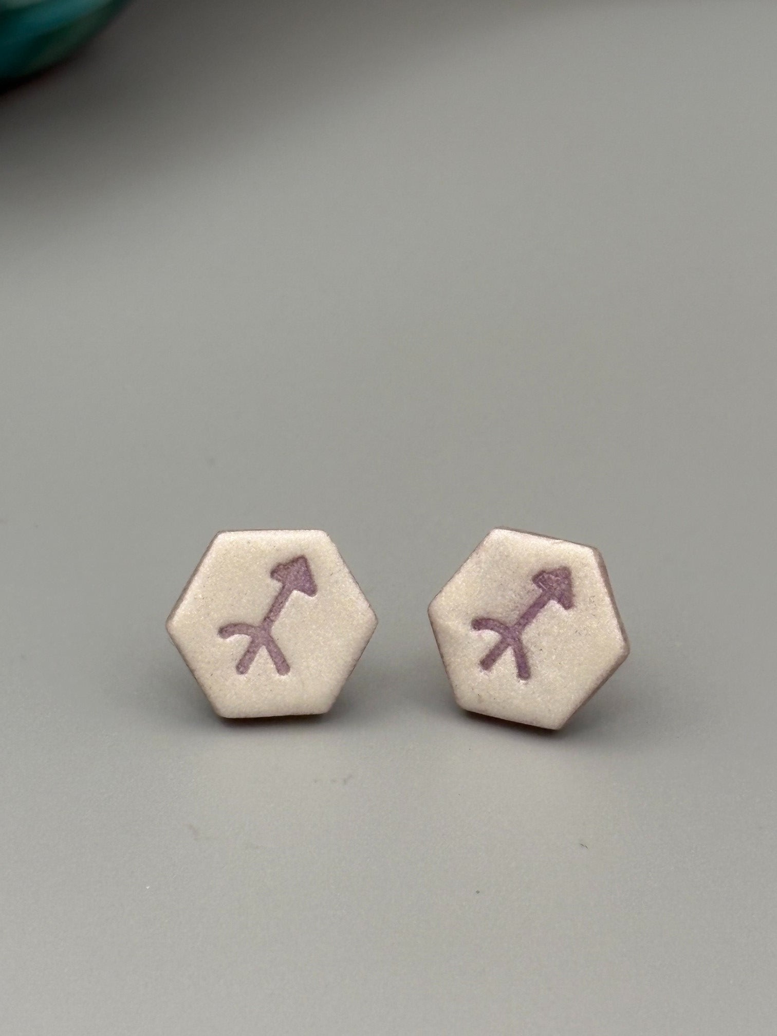 Sagittarius Stud Earrings - handcrafted polymer clay earrings by Lakeside Clay