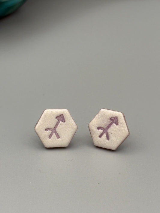 Sagittarius Stud Earrings - handcrafted polymer clay earrings by Lakeside Clay