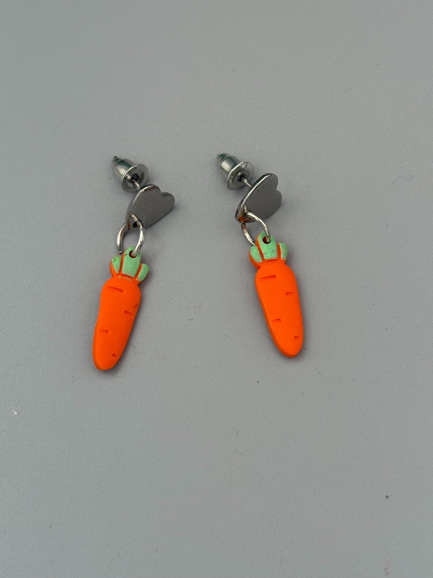 Carrot Dangle Earrings - handcrafted polymer clay earrings by Lakeside Clay