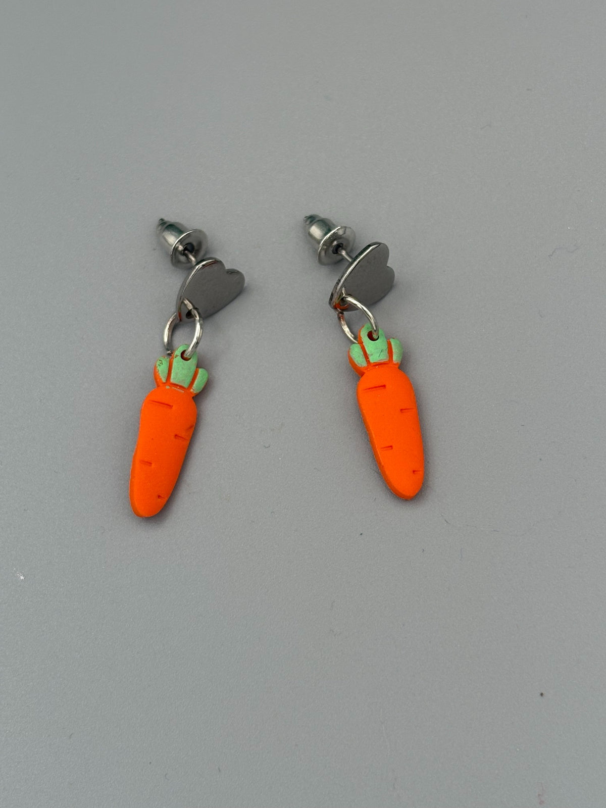 Carrot Dangle Earrings - handcrafted polymer clay earrings by Lakeside Clay