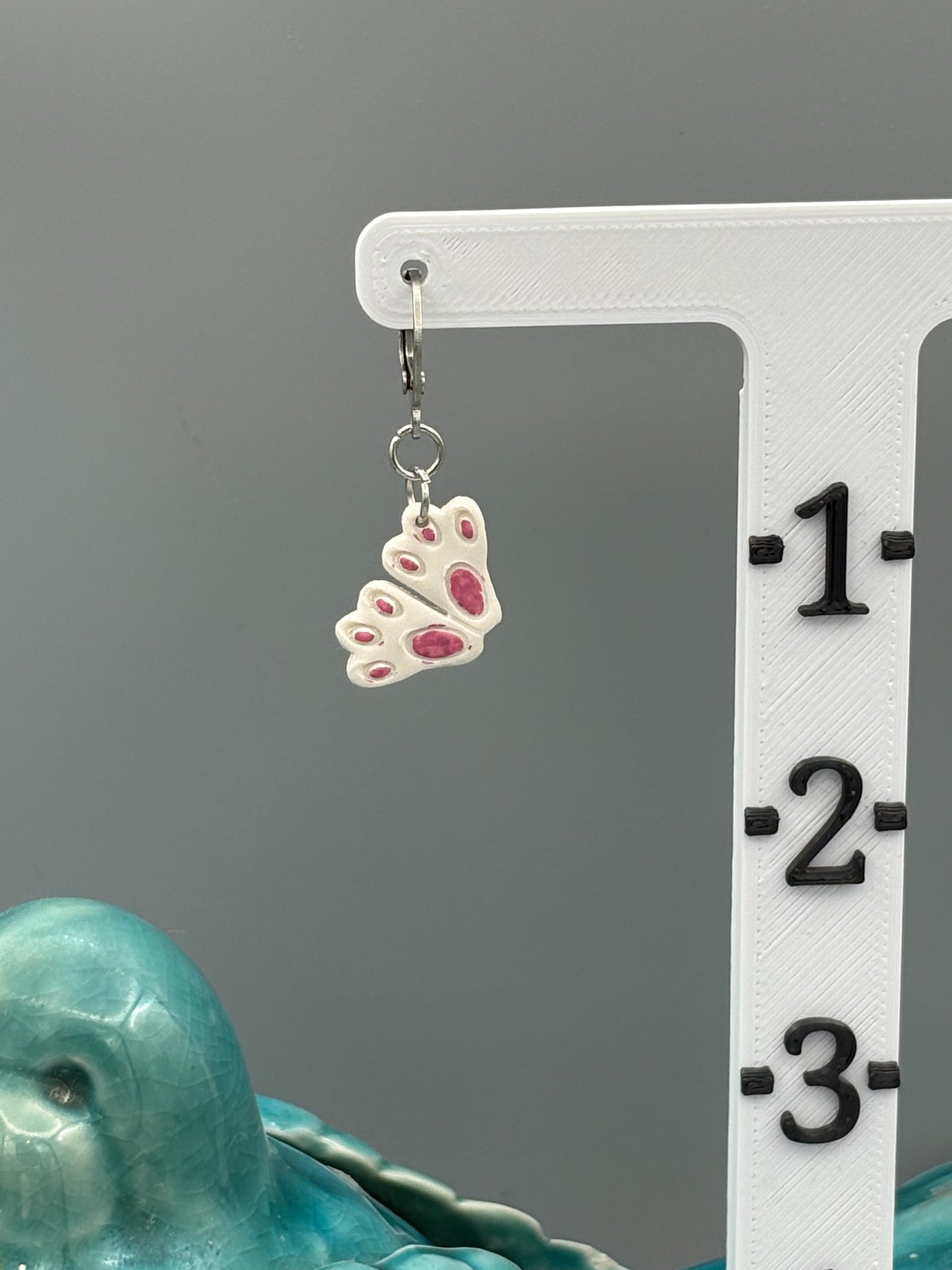 White Rabbit Feet Dangle Earrings - handcrafted polymer clay earrings by Lakeside Clay