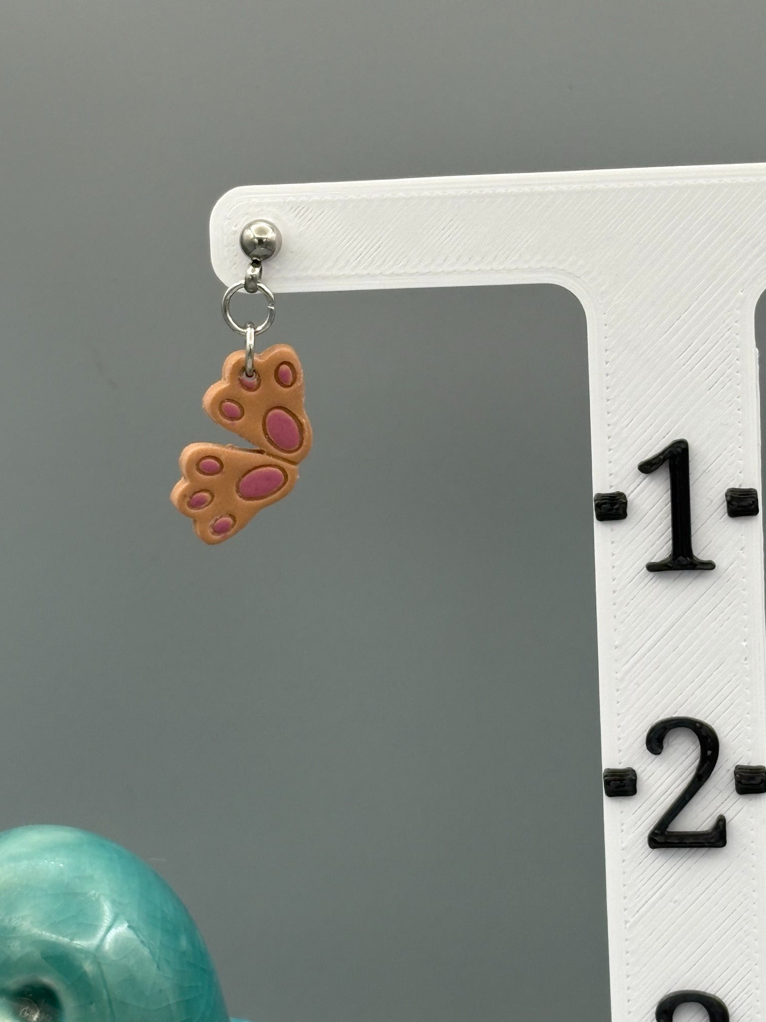 Brown Rabbit Feet Dangle Earrings - handcrafted polymer clay earrings by Lakeside Clay
