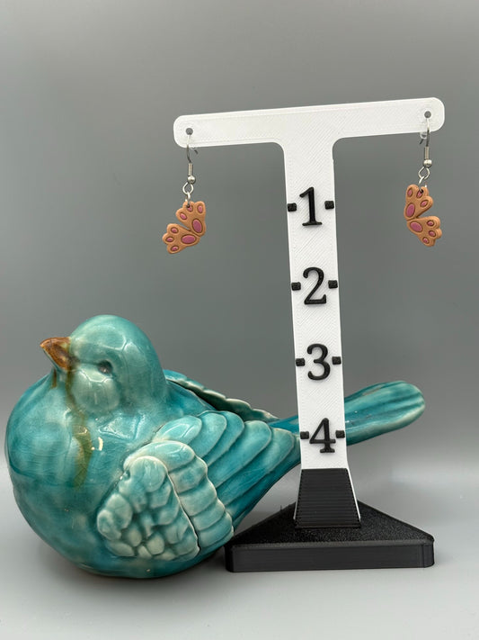 Brown Rabbit Feet Dangle Earrings - handcrafted polymer clay earrings by Lakeside Clay