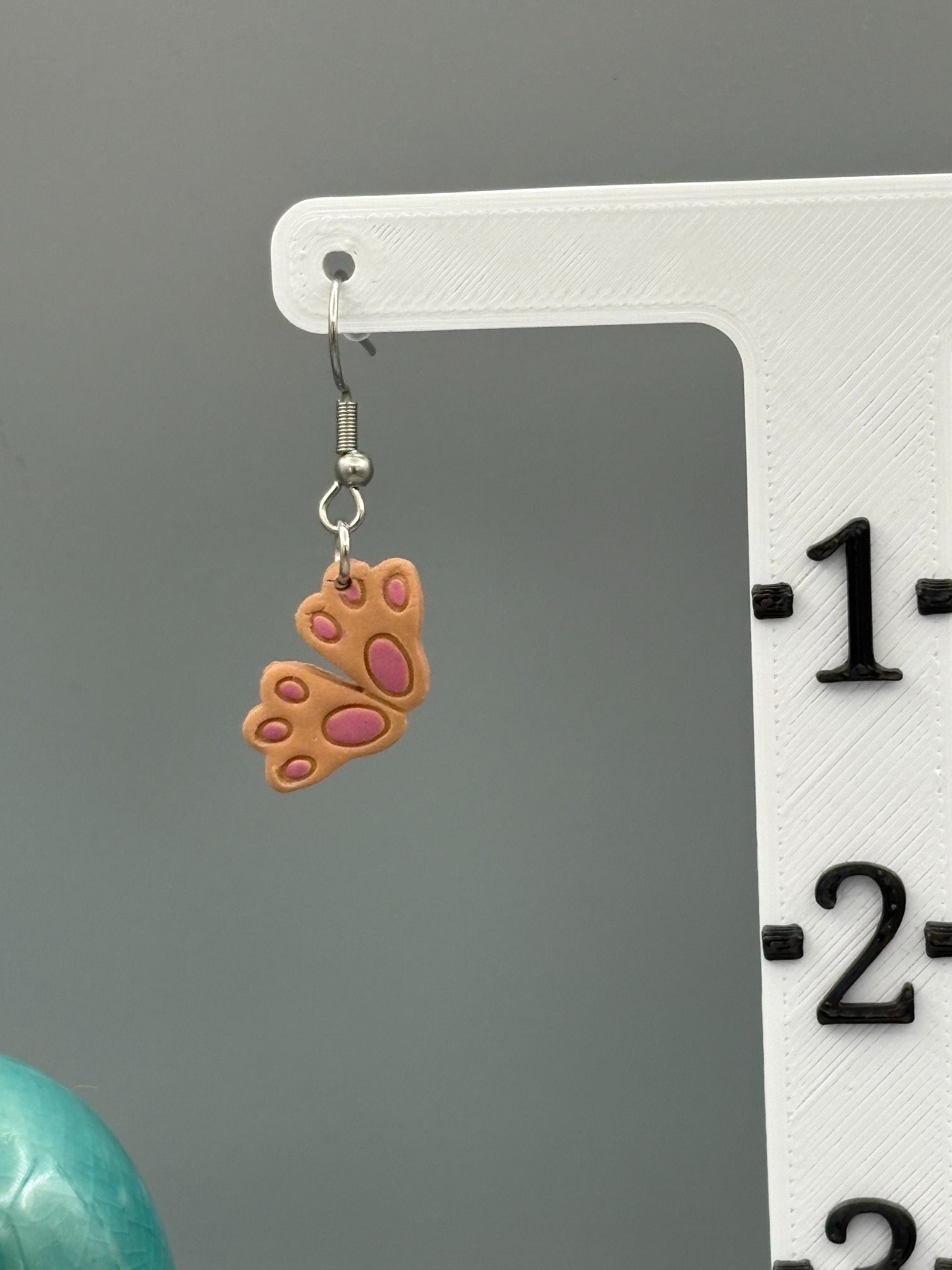 Brown Rabbit Feet Dangle Earrings - handcrafted polymer clay earrings by Lakeside Clay