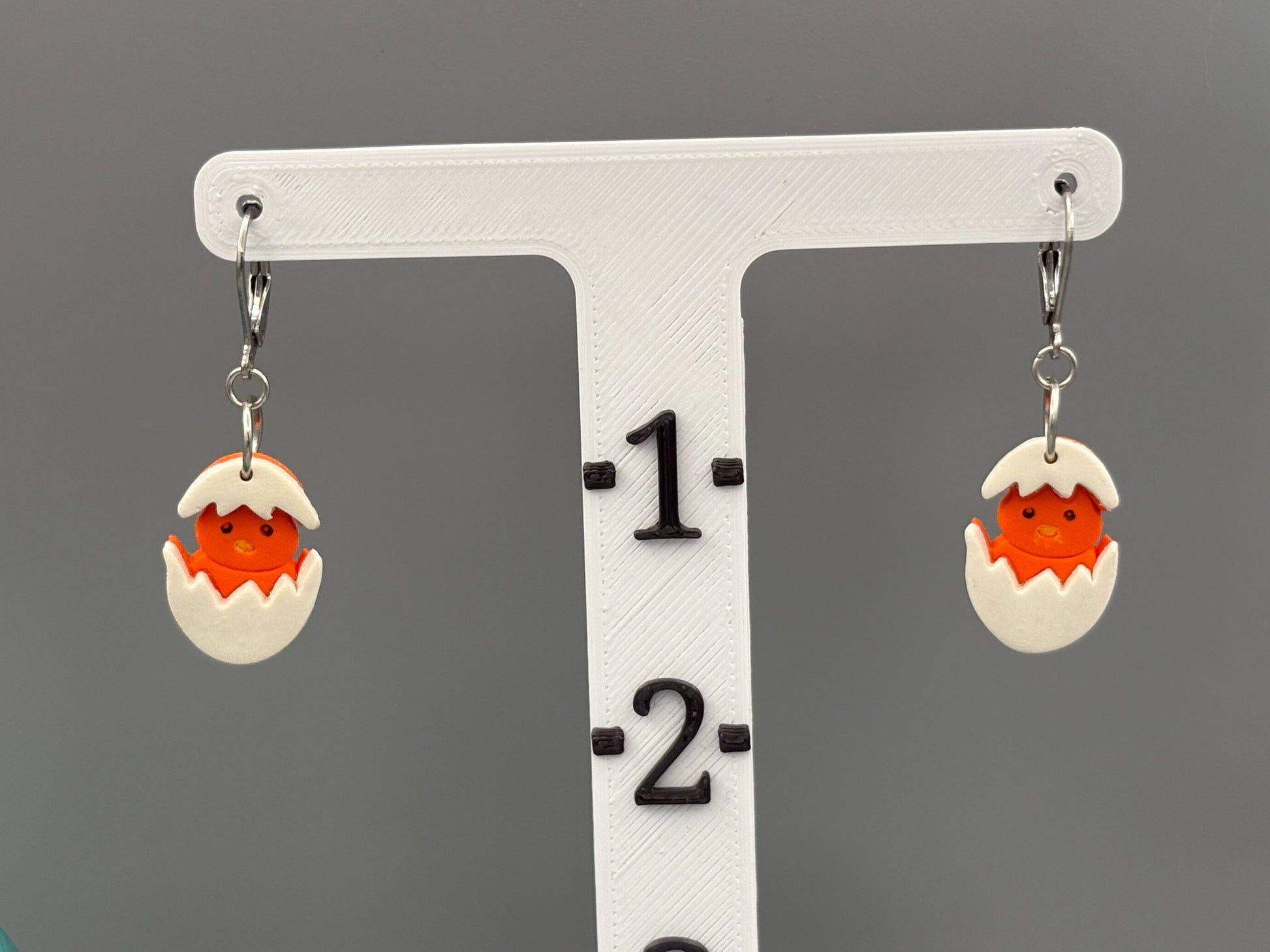 Hatching Orange Chick Dangle Earrings - handcrafted polymer clay earrings by Lakeside Clay