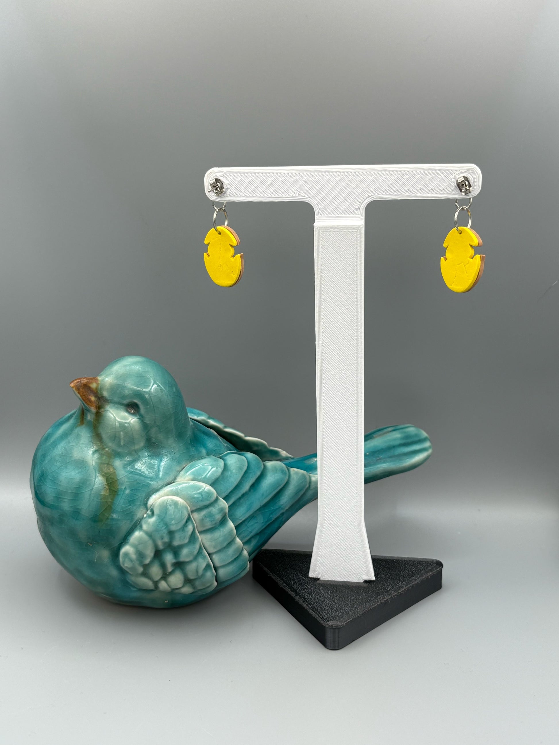 Hatching Yellow Chick Dangle Earrings - handcrafted polymer clay earrings by Lakeside Clay