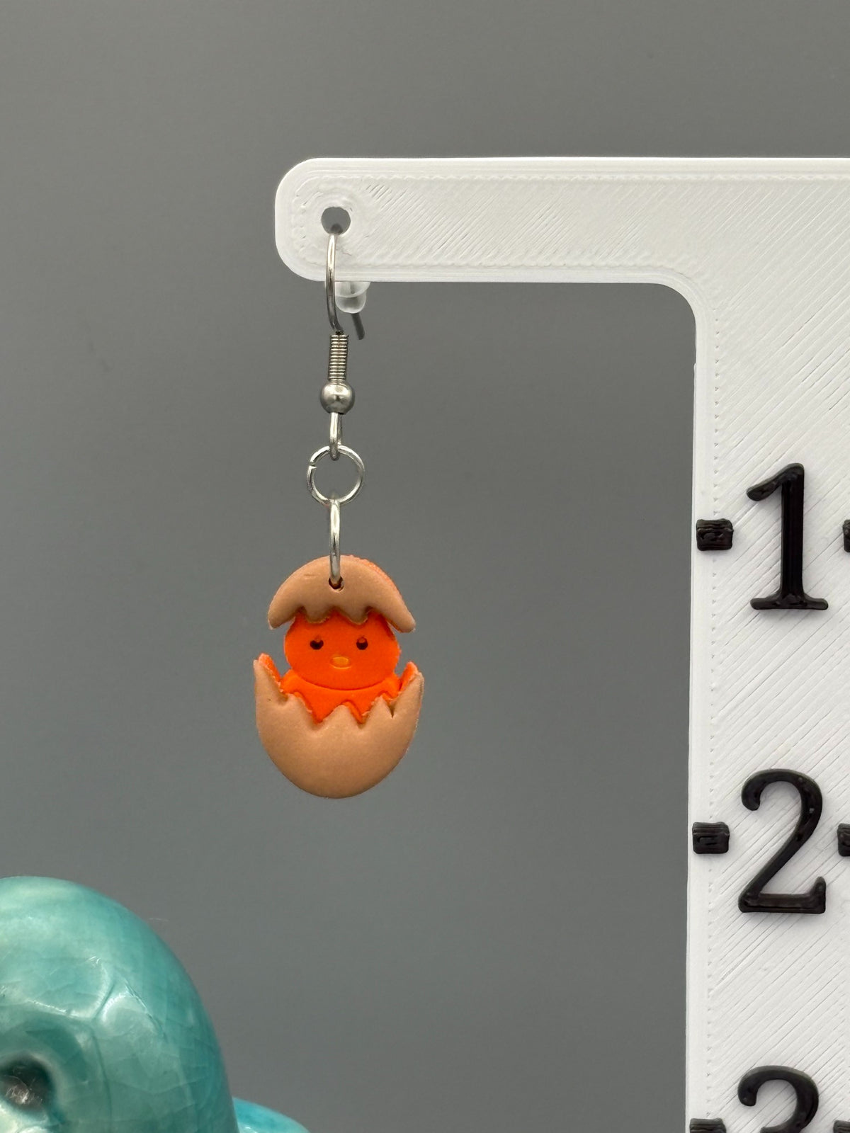 Hatching Orange Chick Dangle Earrings - handcrafted polymer clay earrings by Lakeside Clay