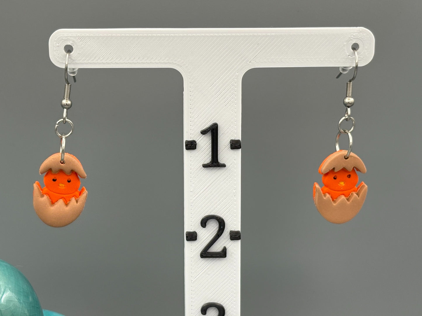 Hatching Orange Chick Dangle Earrings - handcrafted polymer clay earrings by Lakeside Clay