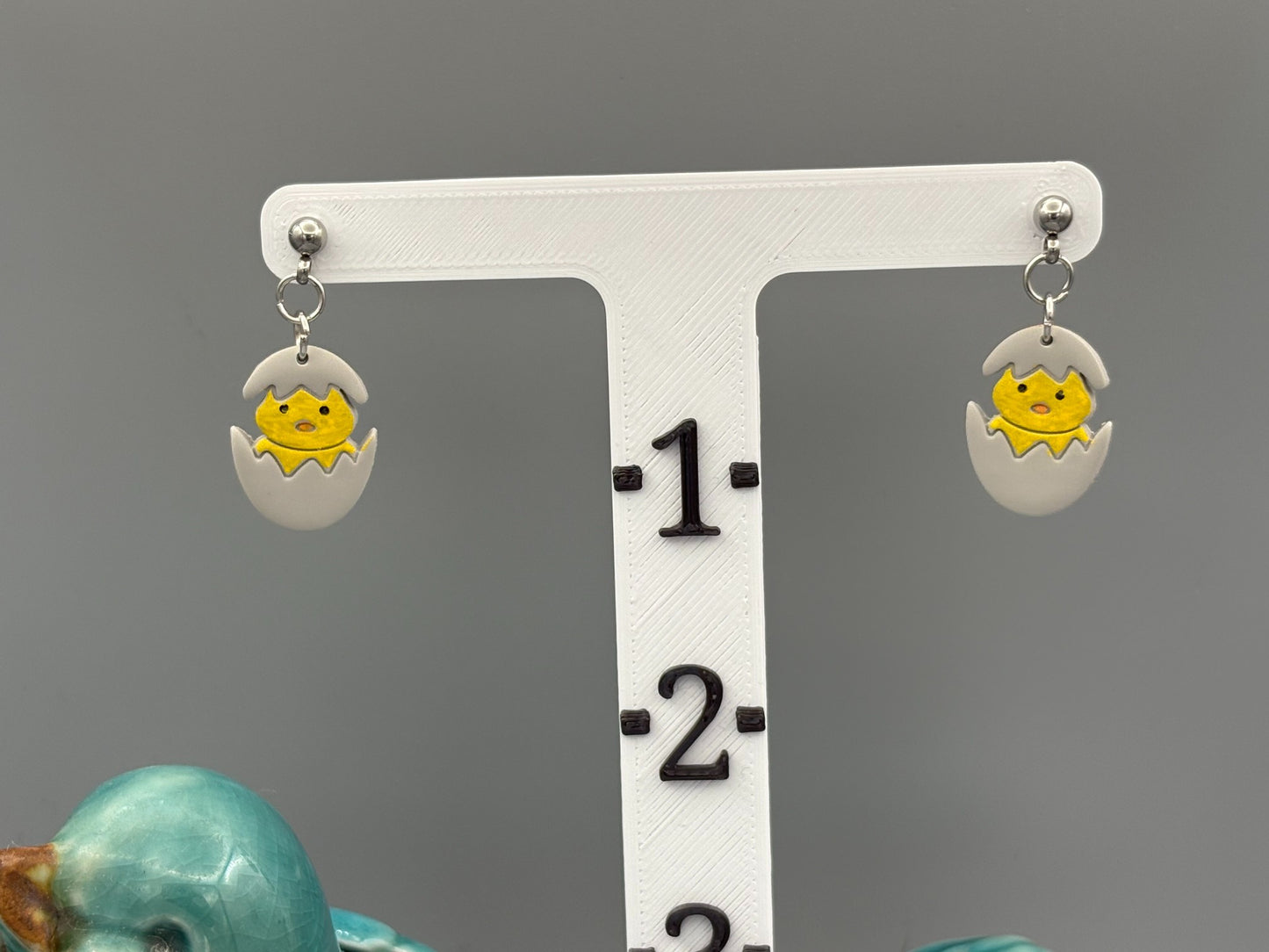 Hatching Yellow Chick Dangle Earrings - handcrafted polymer clay earrings by Lakeside Clay