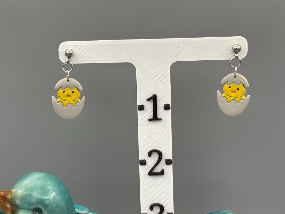 Hatching Yellow Chick Dangle Earrings - handcrafted polymer clay earrings by Lakeside Clay