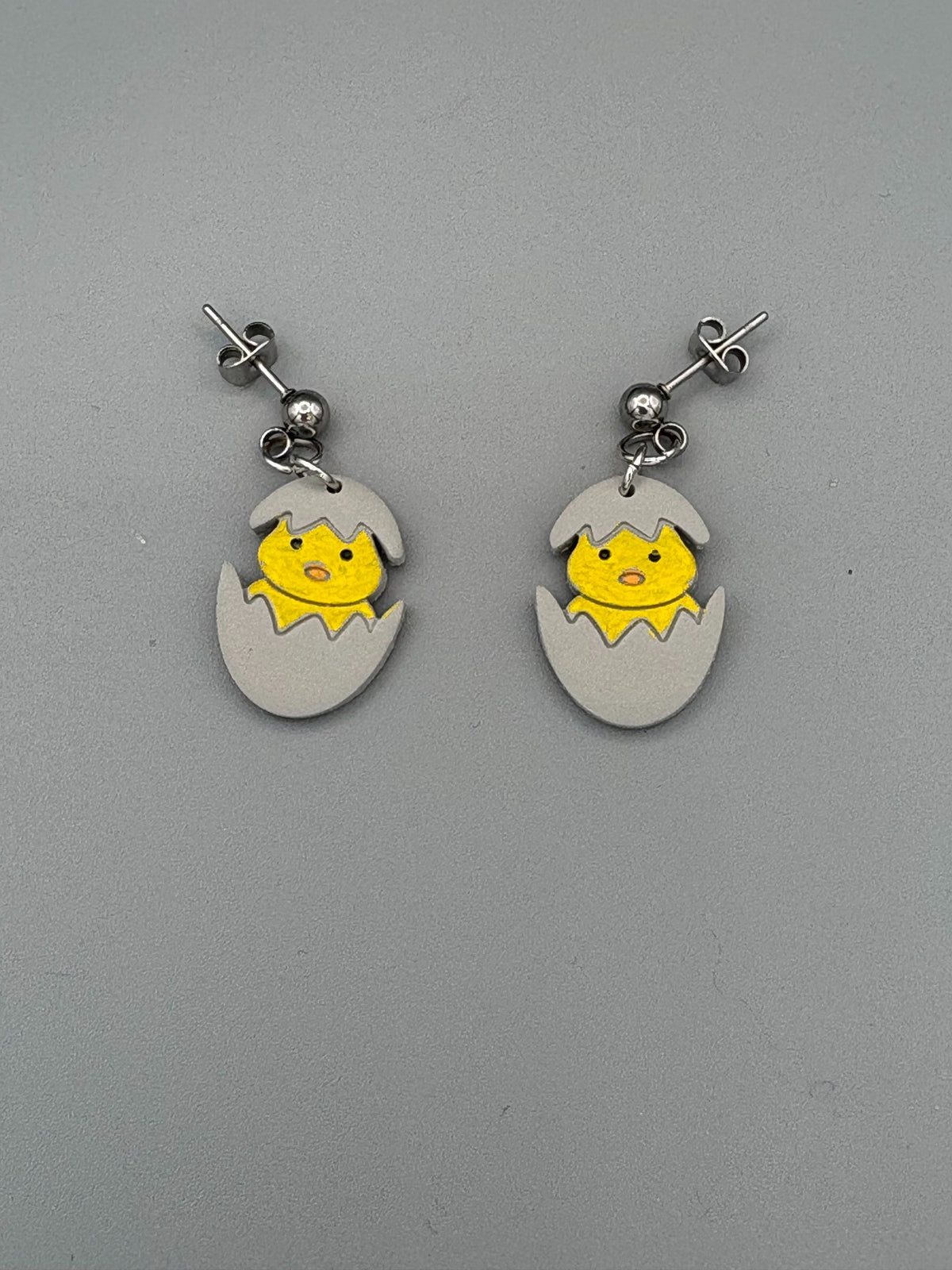 Hatching Yellow Chick Dangle Earrings - handcrafted polymer clay earrings by Lakeside Clay