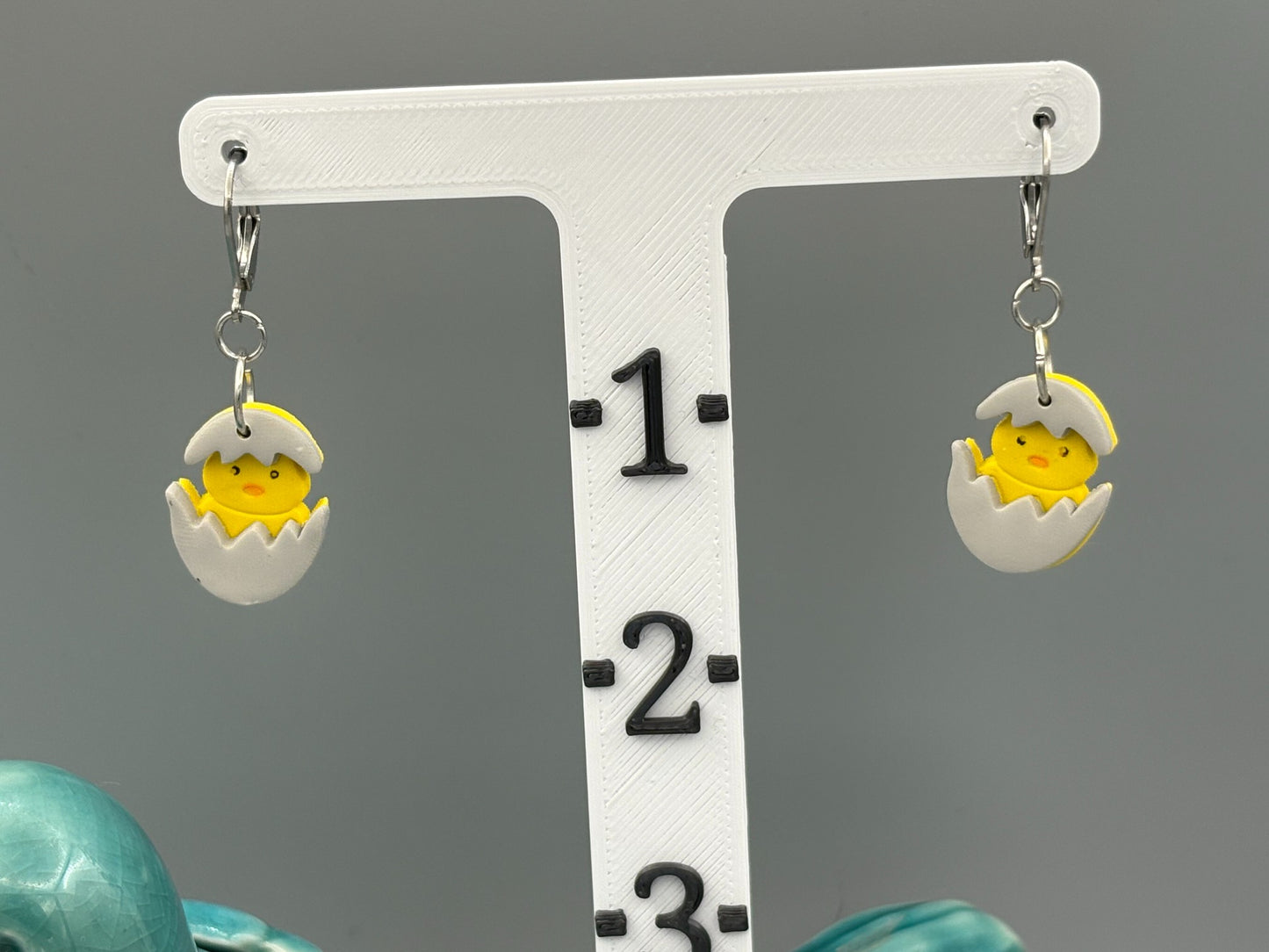 Hatching Yellow Chick Dangle Earrings - handcrafted polymer clay earrings by Lakeside Clay