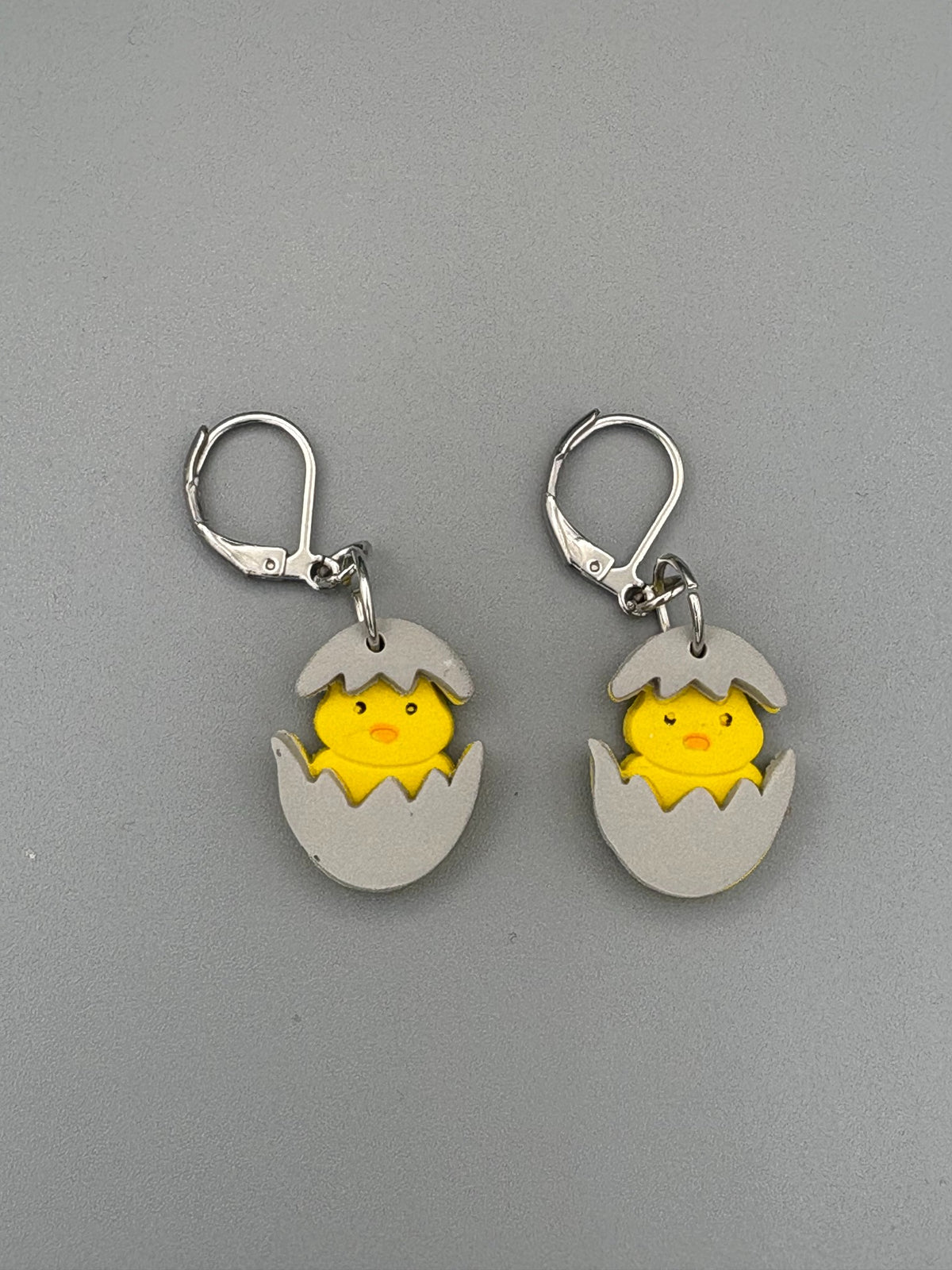 Hatching Yellow Chick Dangle Earrings - handcrafted polymer clay earrings by Lakeside Clay