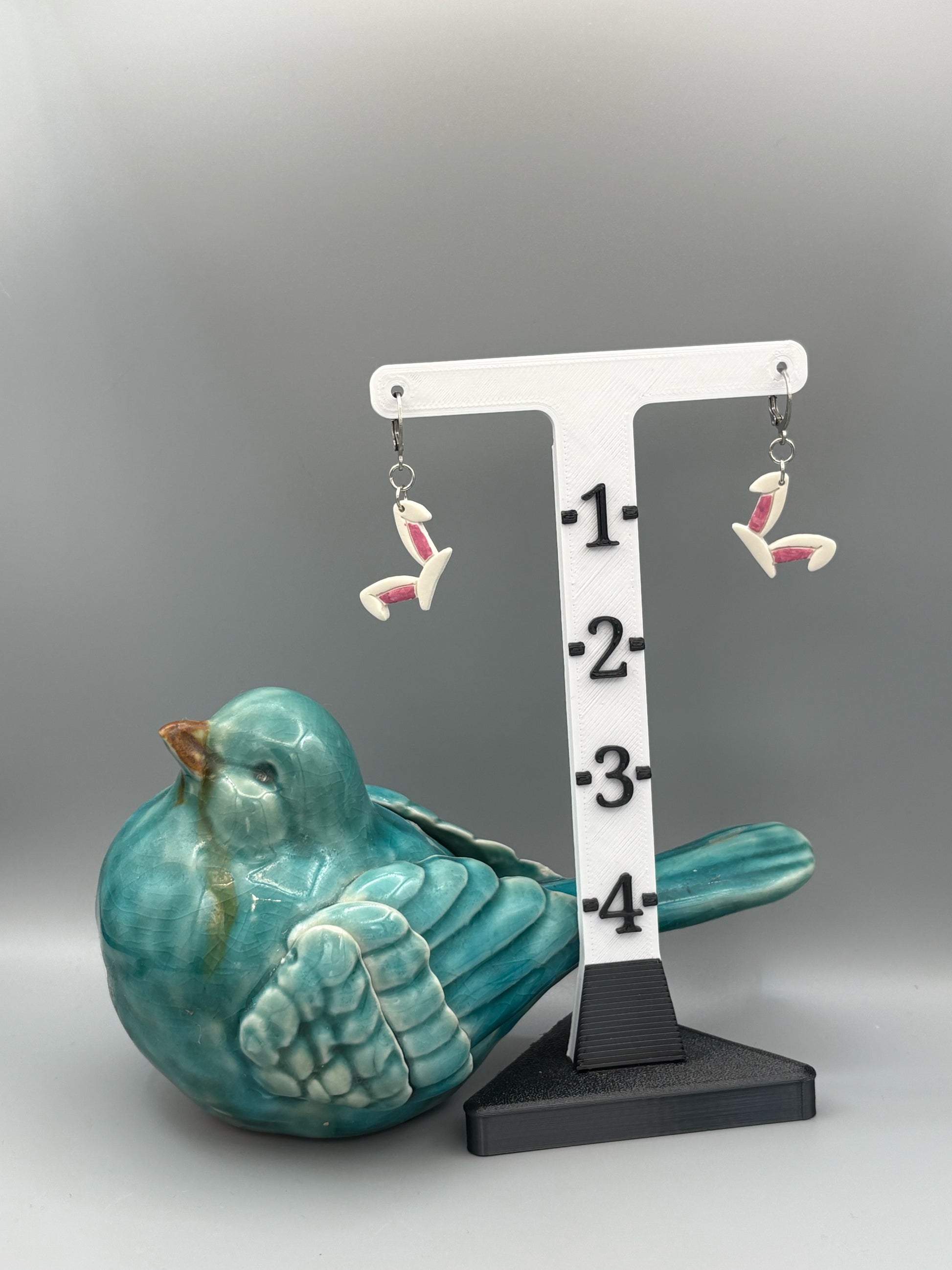 White Rabbit Ears Dangle Earrings - handcrafted polymer clay earrings by Lakeside Clay