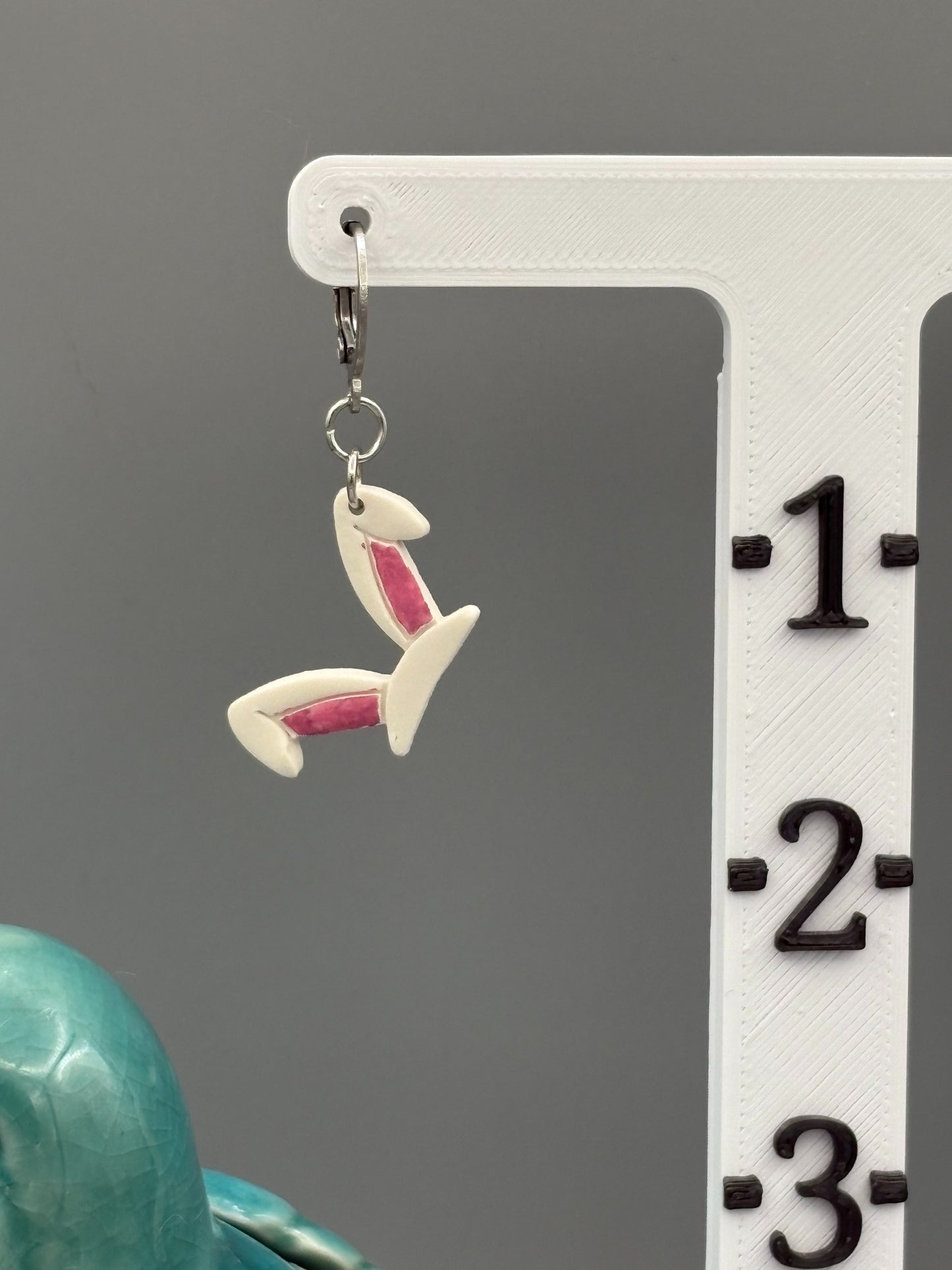 White Rabbit Ears Dangle Earrings - handcrafted polymer clay earrings by Lakeside Clay