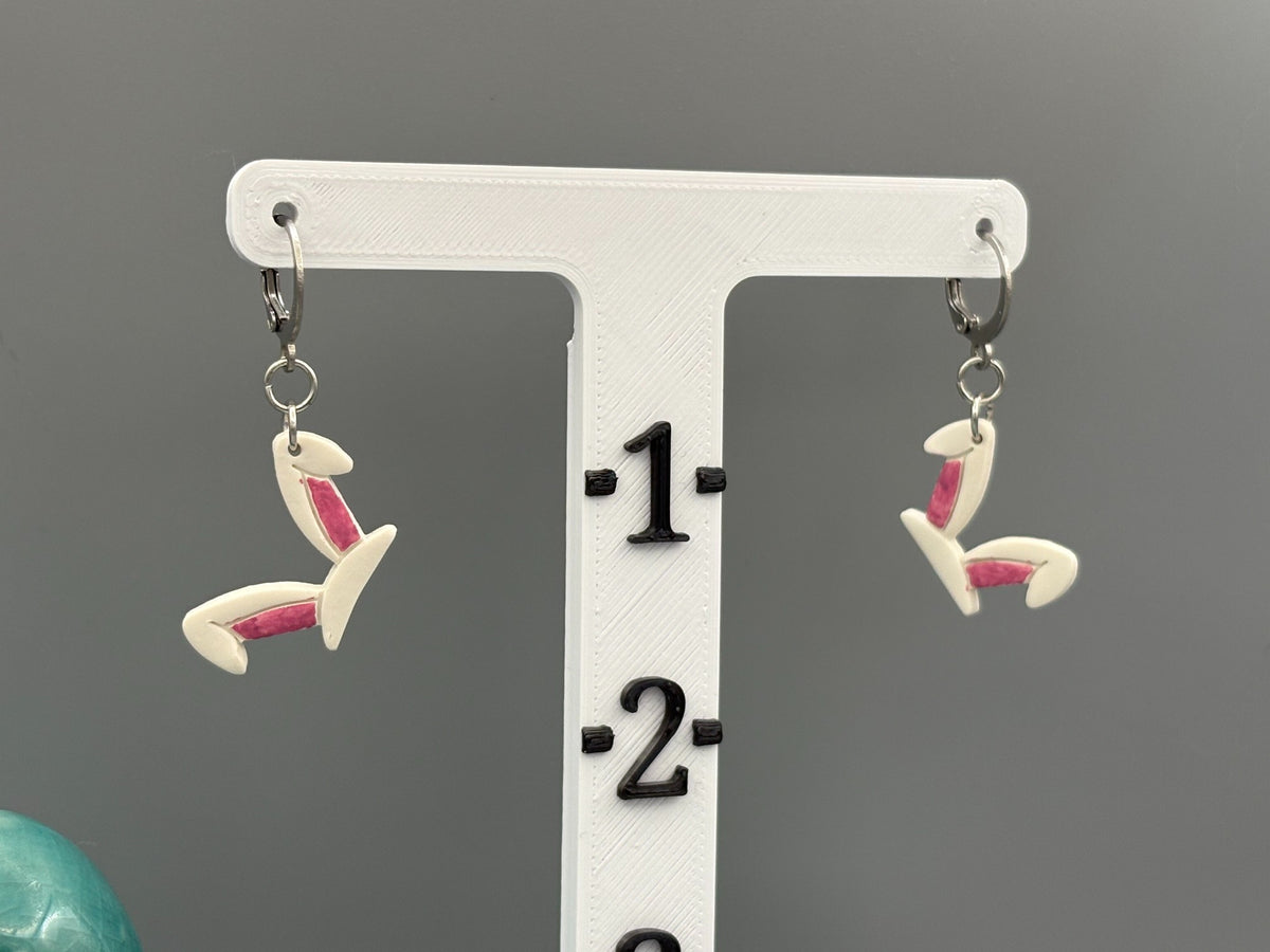 White Rabbit Ears Dangle Earrings - handcrafted polymer clay earrings by Lakeside Clay
