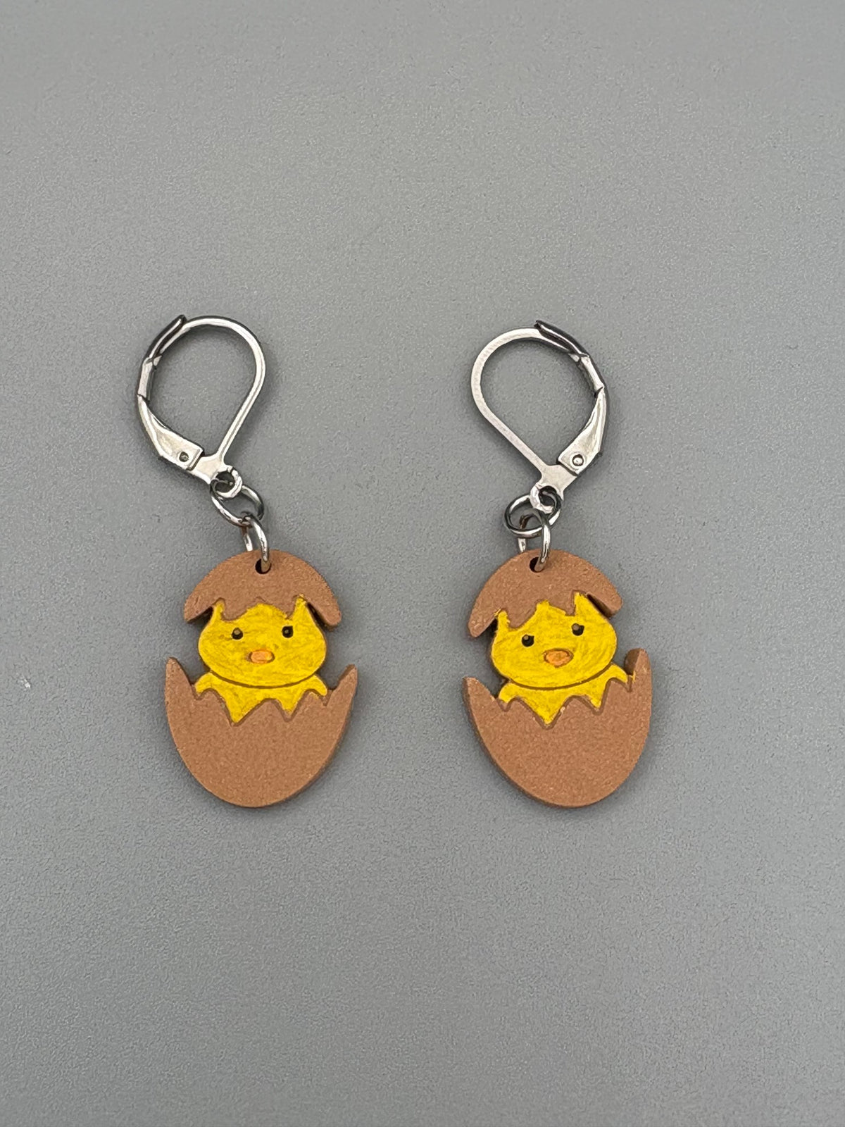 Hatching Yellow Chick Dangle Earrings - handcrafted polymer clay earrings by Lakeside Clay