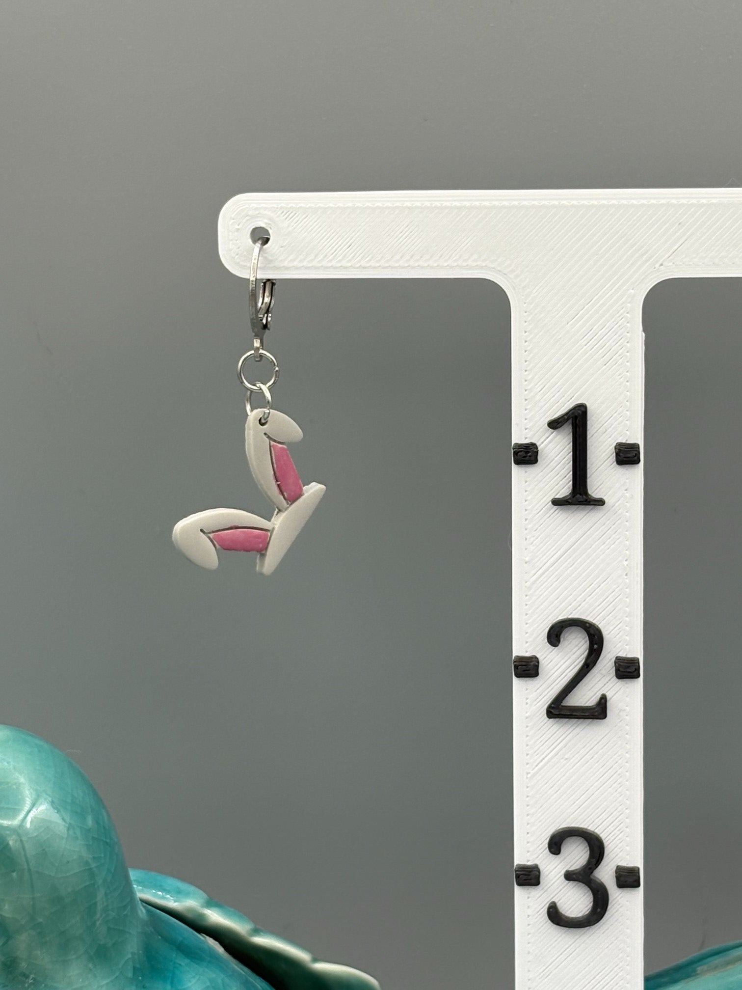 Grey Rabbit Ear Dangle Earrings - handcrafted polymer clay earrings by Lakeside Clay