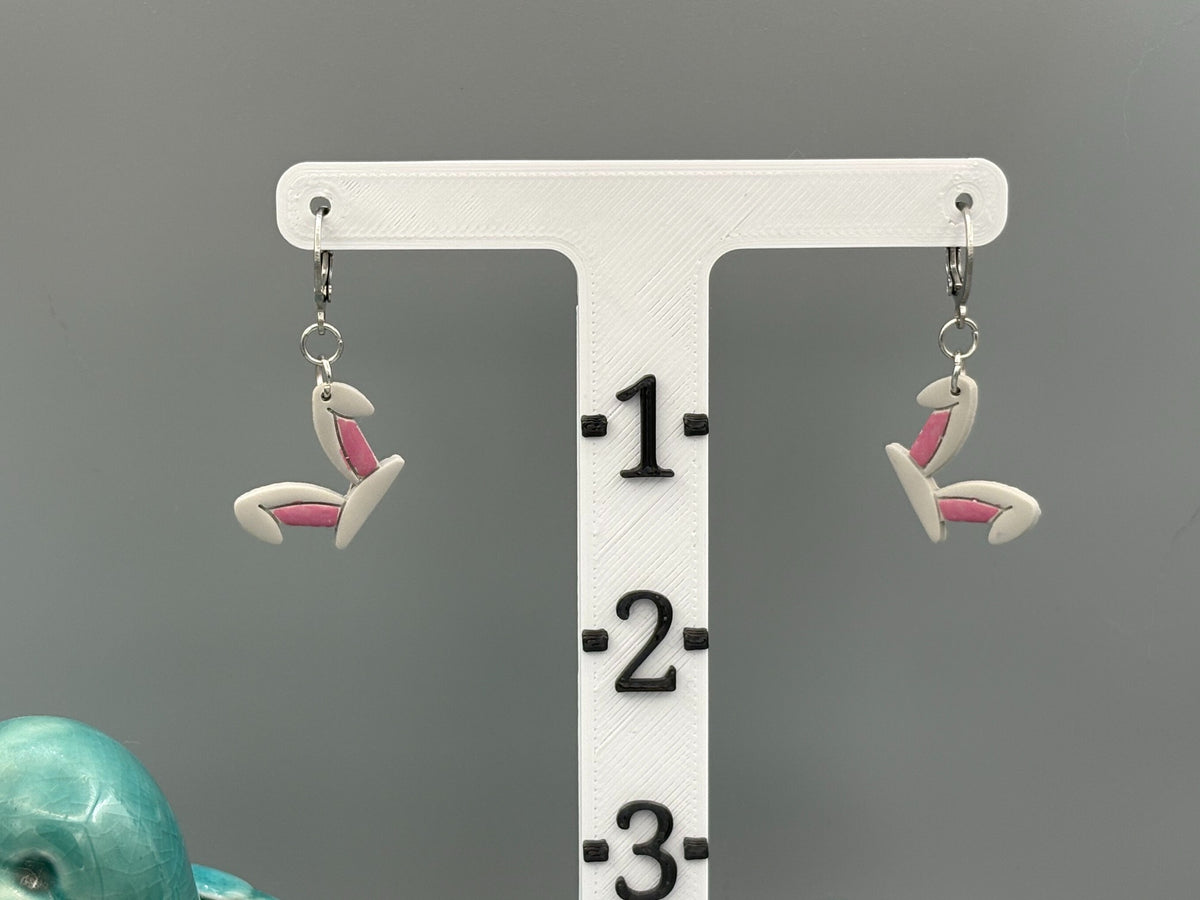 Grey Rabbit Ear Dangle Earrings - handcrafted polymer clay earrings by Lakeside Clay