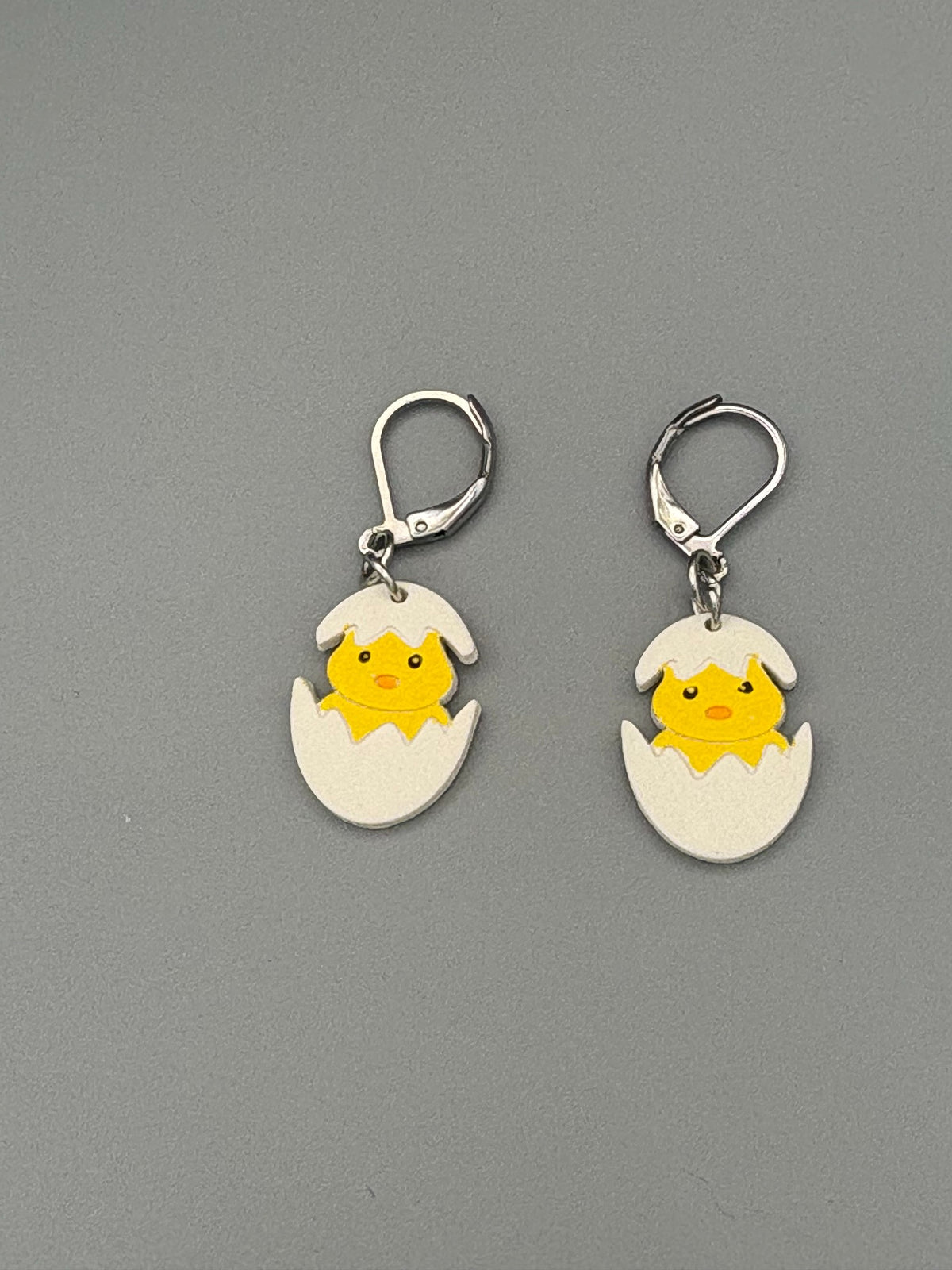 Hatching Yellow Chick Dangle Earrings - handcrafted polymer clay earrings by Lakeside Clay