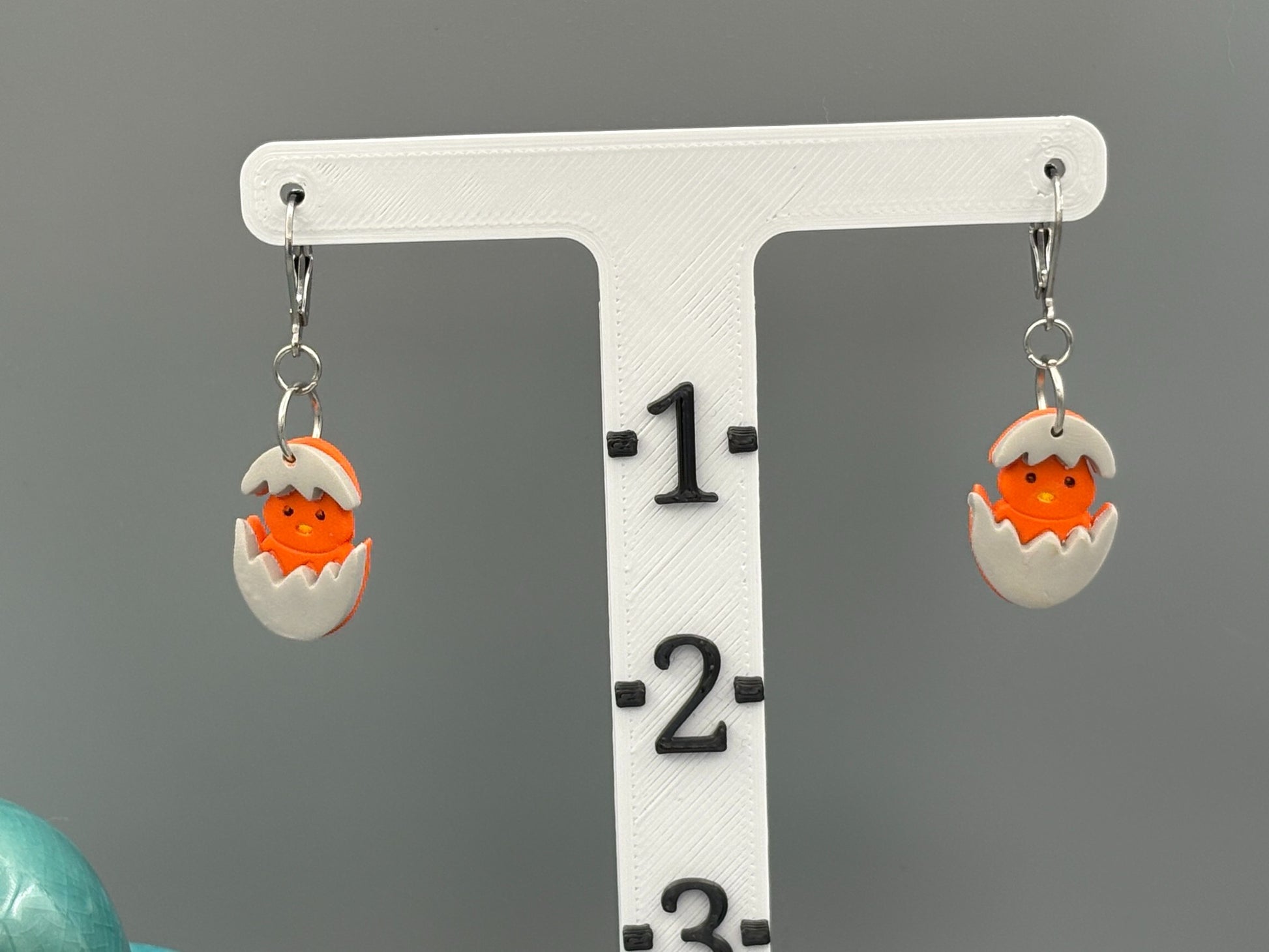 Hatching Orange Chick Dangle Earrings - handcrafted polymer clay earrings by Lakeside Clay