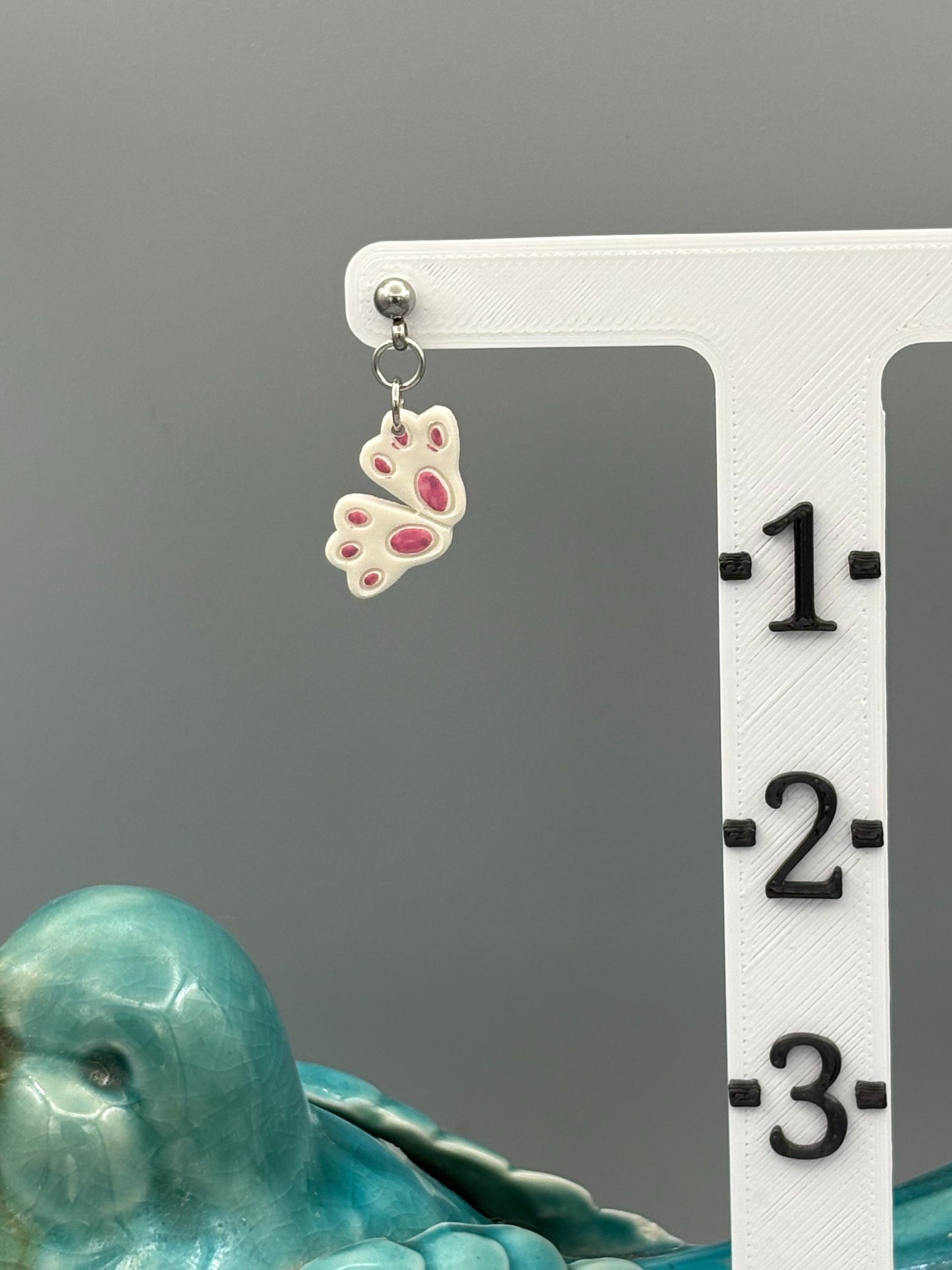 White Rabbit Feet Dangle Earrings - handcrafted polymer clay earrings by Lakeside Clay