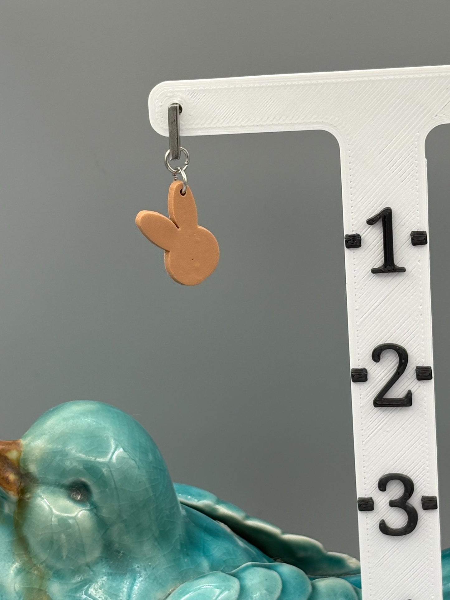 Brown Bunny Head Dangle Earrings - handcrafted polymer clay earrings by Lakeside Clay