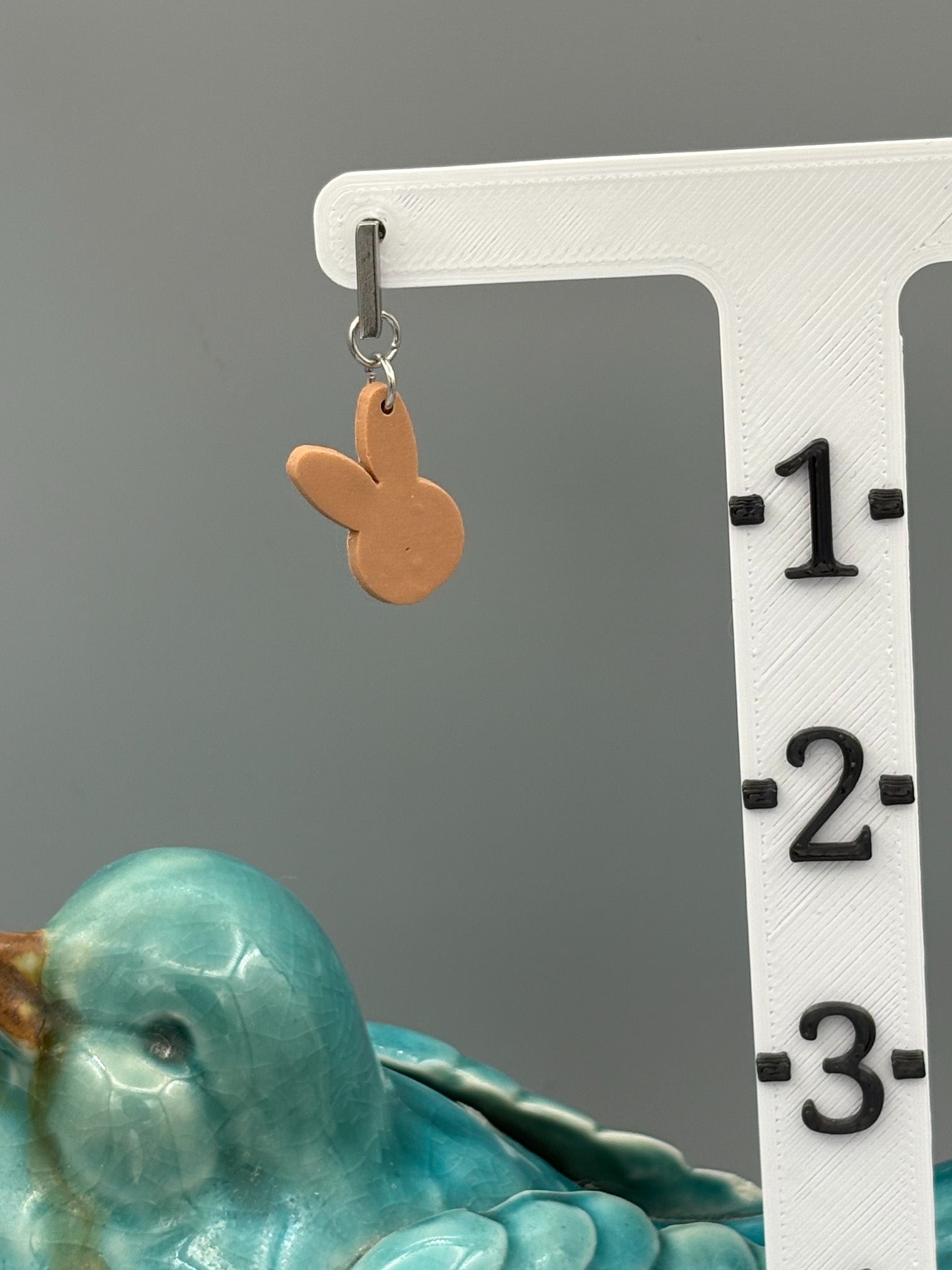 Brown Bunny Head Dangle Earrings - handcrafted polymer clay earrings by Lakeside Clay