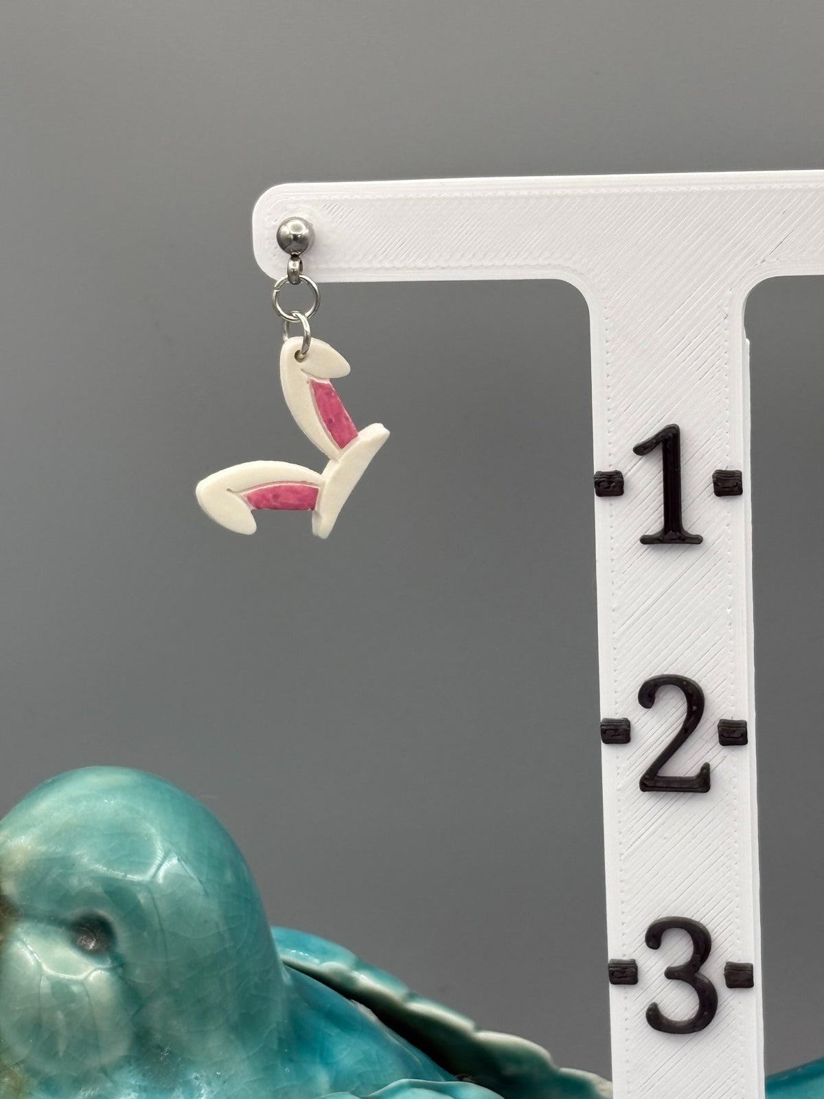 White Rabbit Ears Dangle Earrings - handcrafted polymer clay earrings by Lakeside Clay