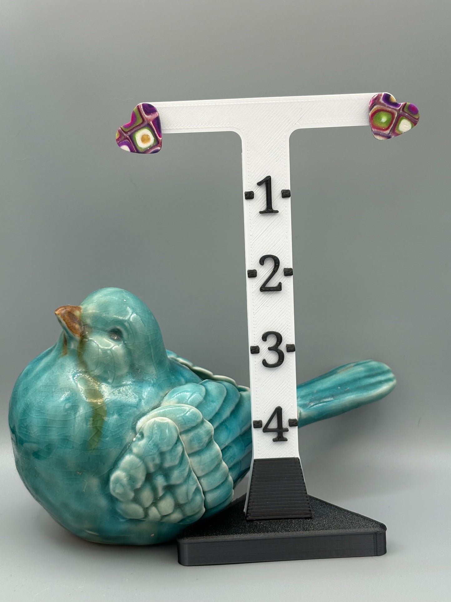 Retro Heart Stud Earrings - handcrafted polymer clay earrings by Lakeside Clay