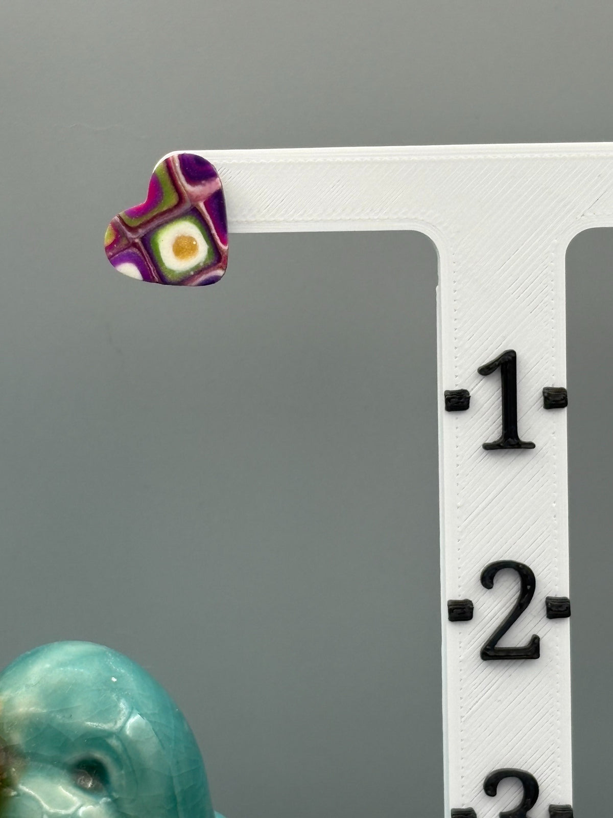 Retro Heart Stud Earrings - handcrafted polymer clay earrings by Lakeside Clay