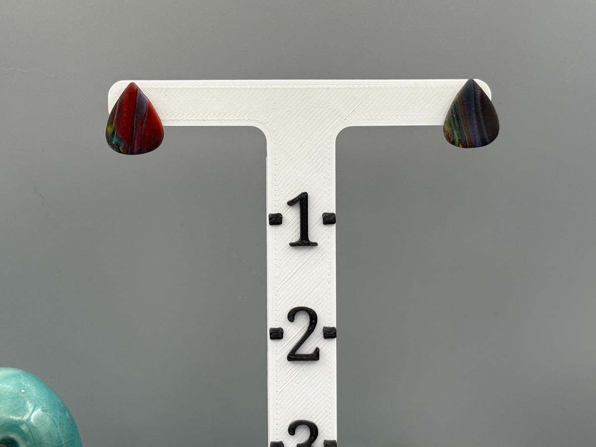 Kaleidoscope Drop Stud Earrings - handcrafted polymer clay earrings by Lakeside Clay