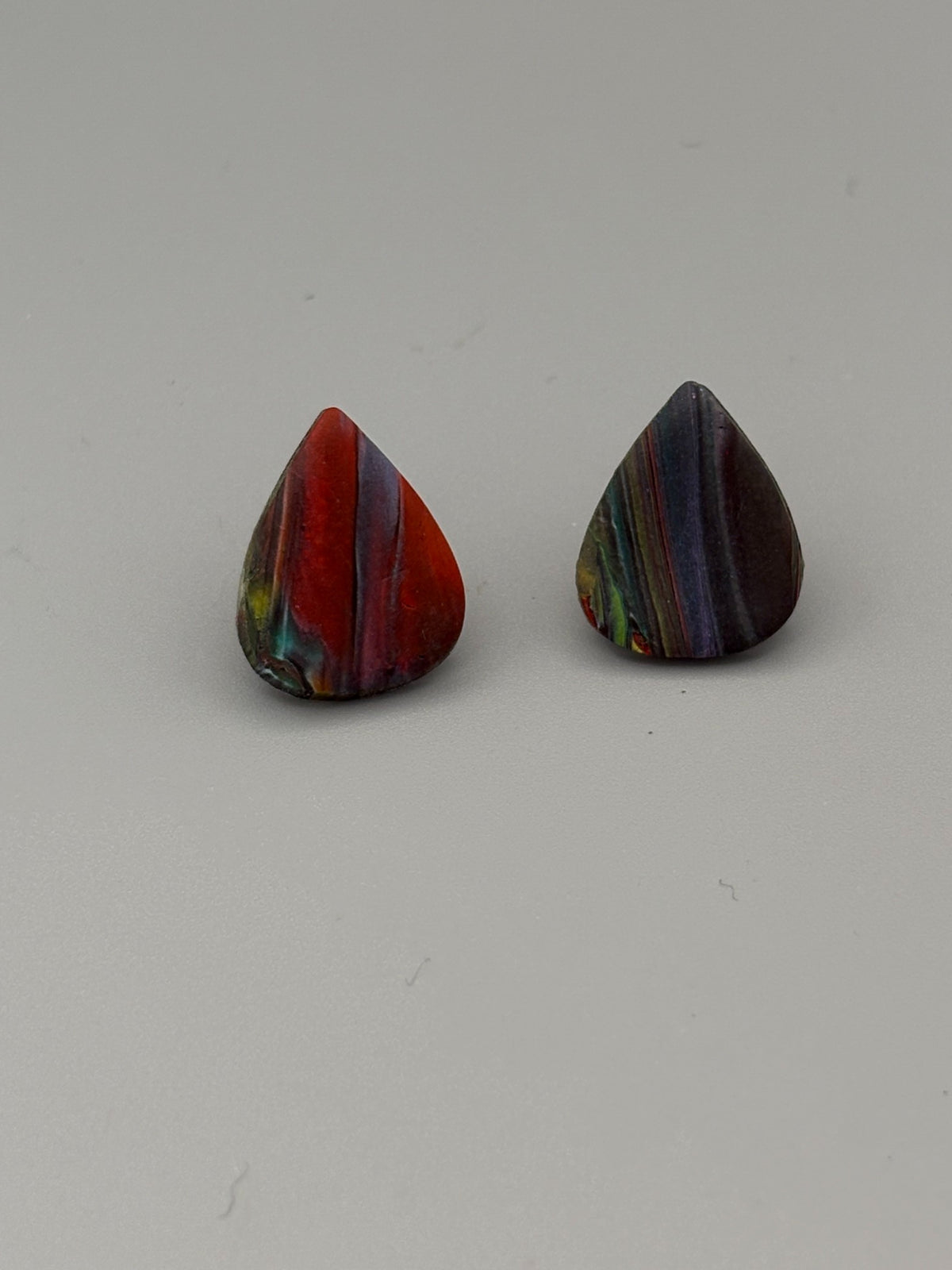 Kaleidoscope Drop Stud Earrings - handcrafted polymer clay earrings by Lakeside Clay