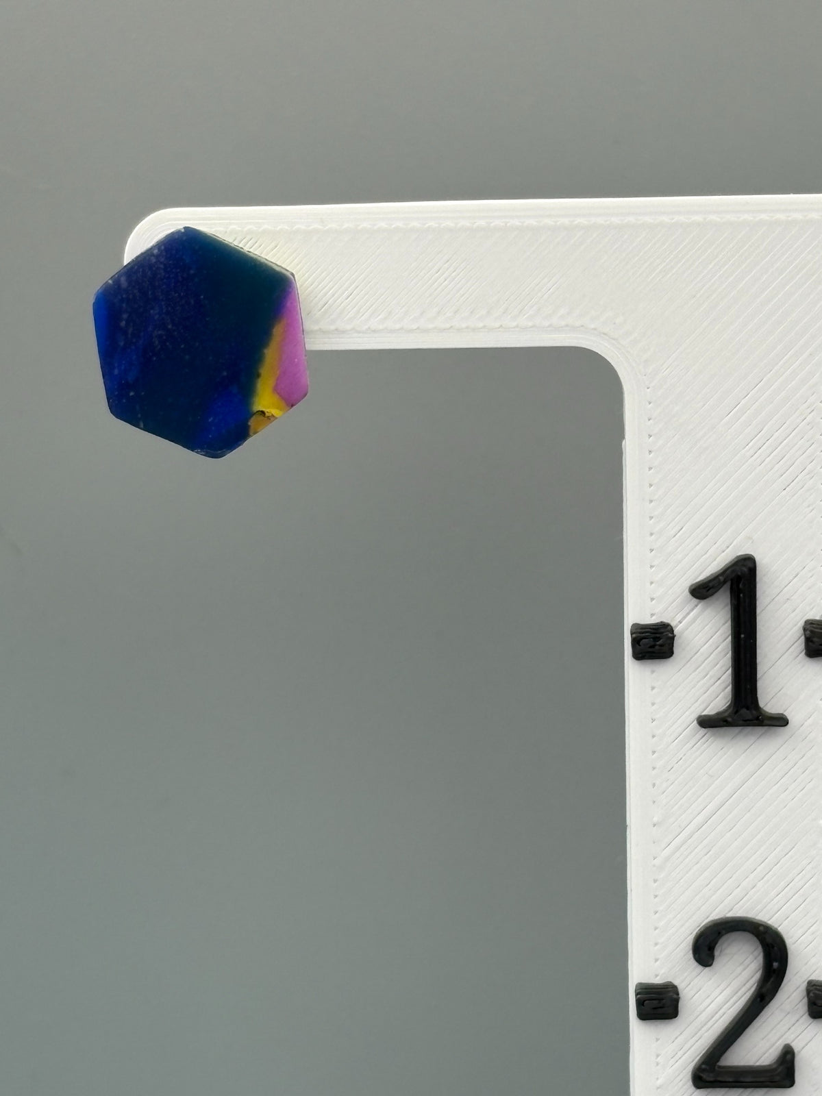 Water Colour Hexagon Stud Earrings - handcrafted polymer clay earrings by Lakeside Clay