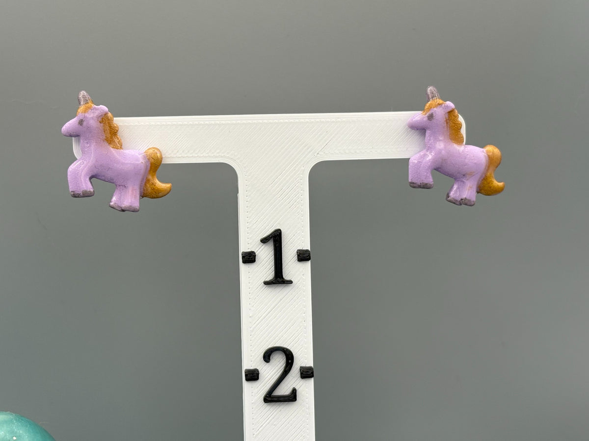 Unicorn Stud Earrings - handcrafted polymer clay earrings by Lakeside Clay
