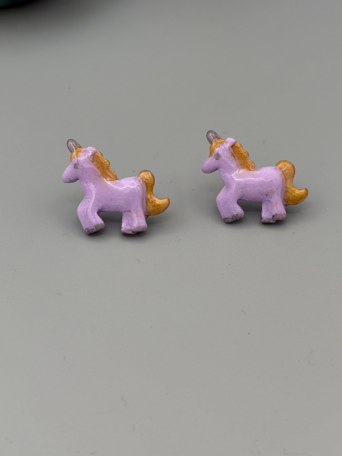 Unicorn Stud Earrings - handcrafted polymer clay earrings by Lakeside Clay