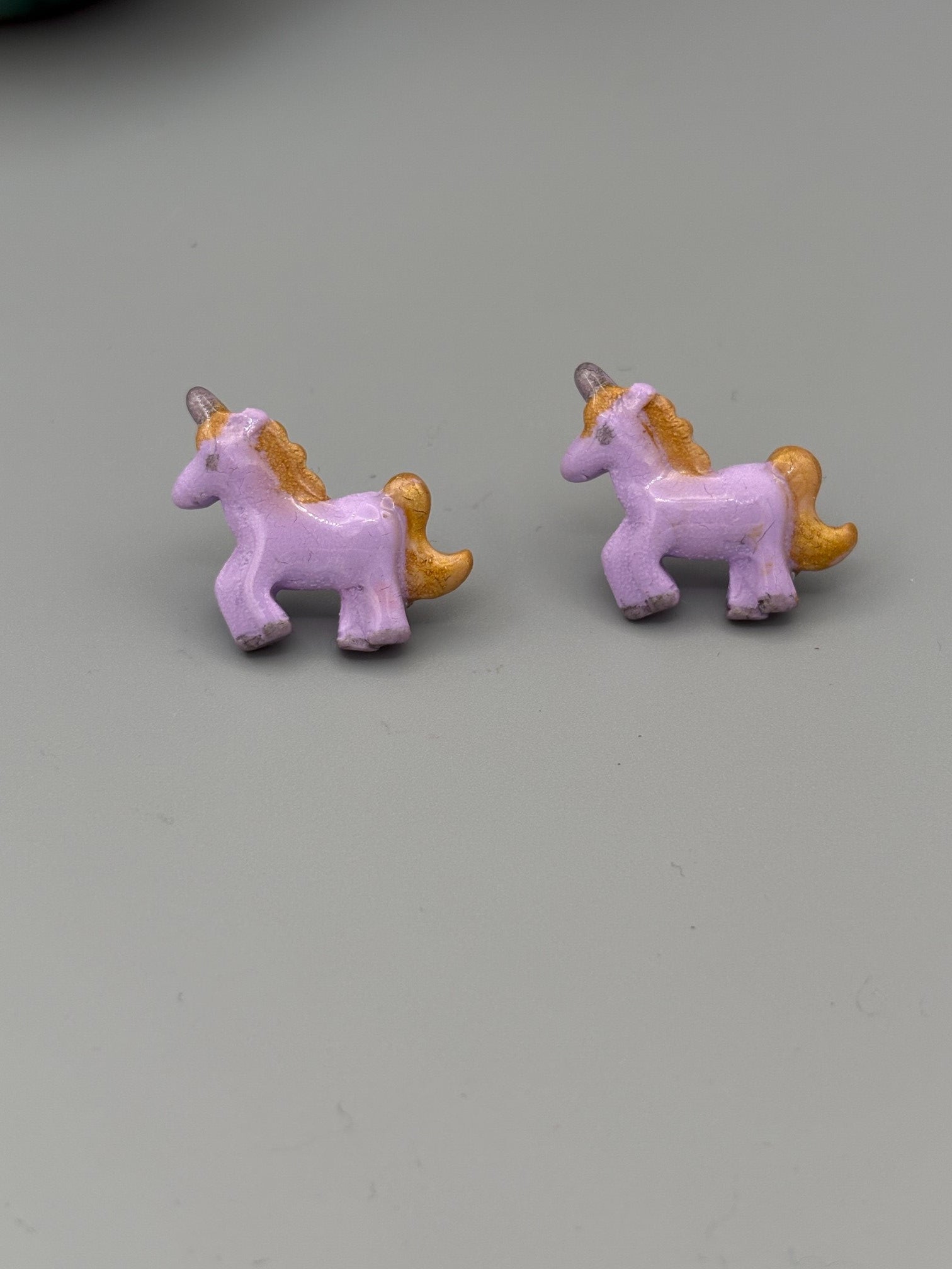 Unicorn Stud Earrings - handcrafted polymer clay earrings by Lakeside Clay