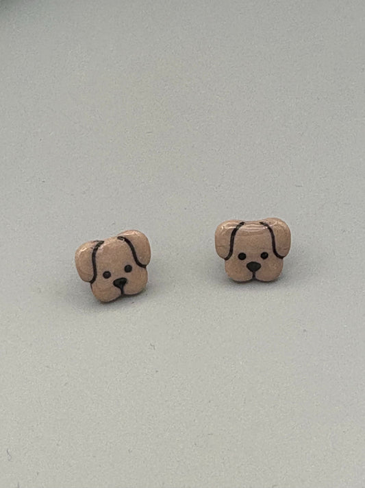 Puppy Stud Earrings - handcrafted polymer clay earrings by Lakeside Clay