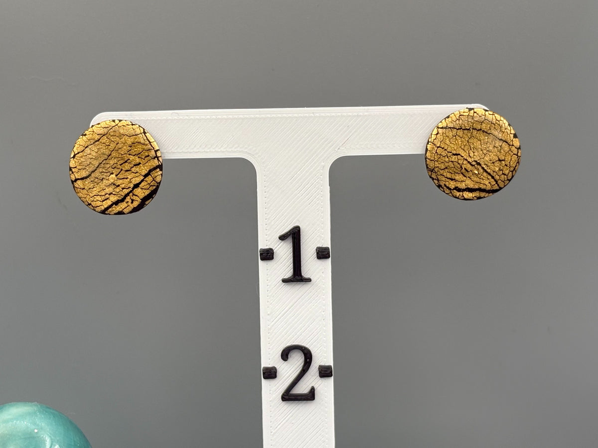 Golden Elegance Circle Stud Earrings - handcrafted polymer clay earrings by Lakeside Clay