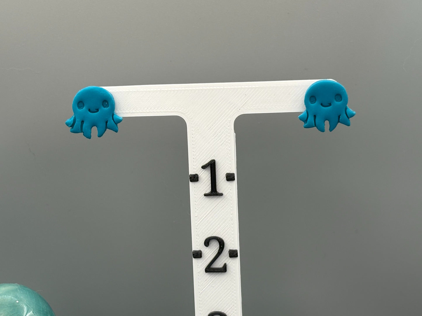 Teal Octopus Stud Earrings - handcrafted polymer clay earrings by Lakeside Clay