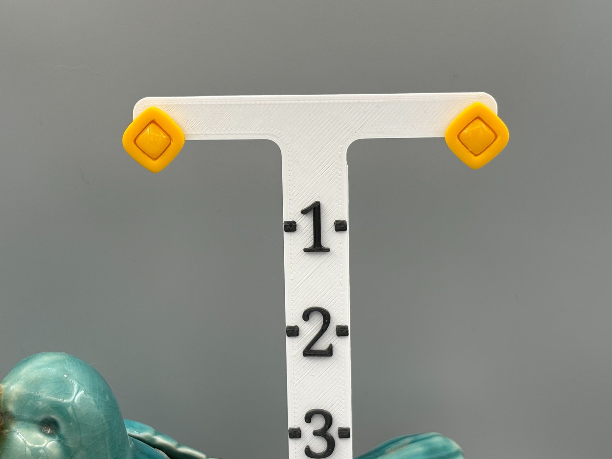 Yellow Diamond Stud Earrings - handcrafted polymer clay earrings by Lakeside Clay