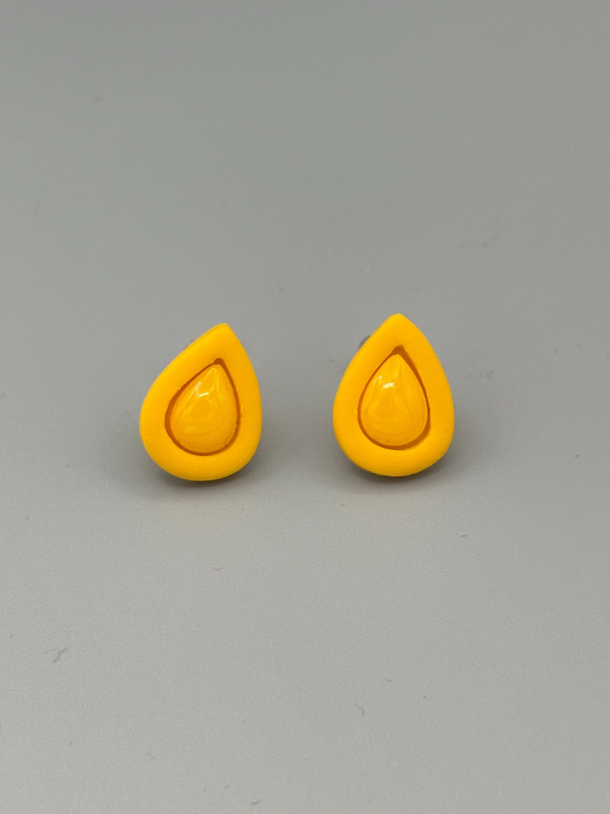 Yellow Drop Stud Earrings - handcrafted polymer clay earrings by Lakeside Clay