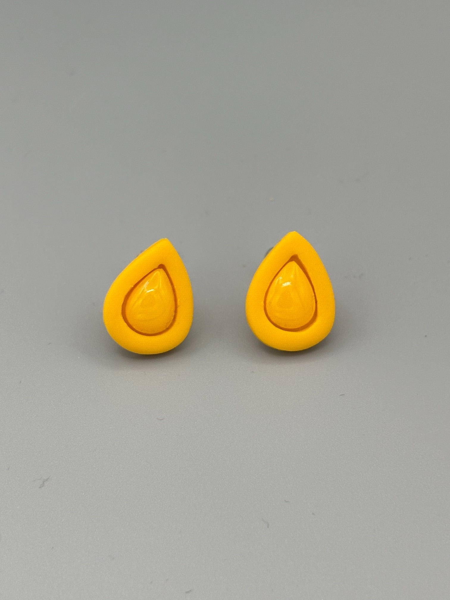 Yellow Drop Stud Earrings - handcrafted polymer clay earrings by Lakeside Clay