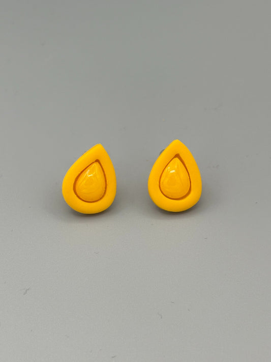 Yellow Drop Stud Earrings - handcrafted polymer clay earrings by Lakeside Clay