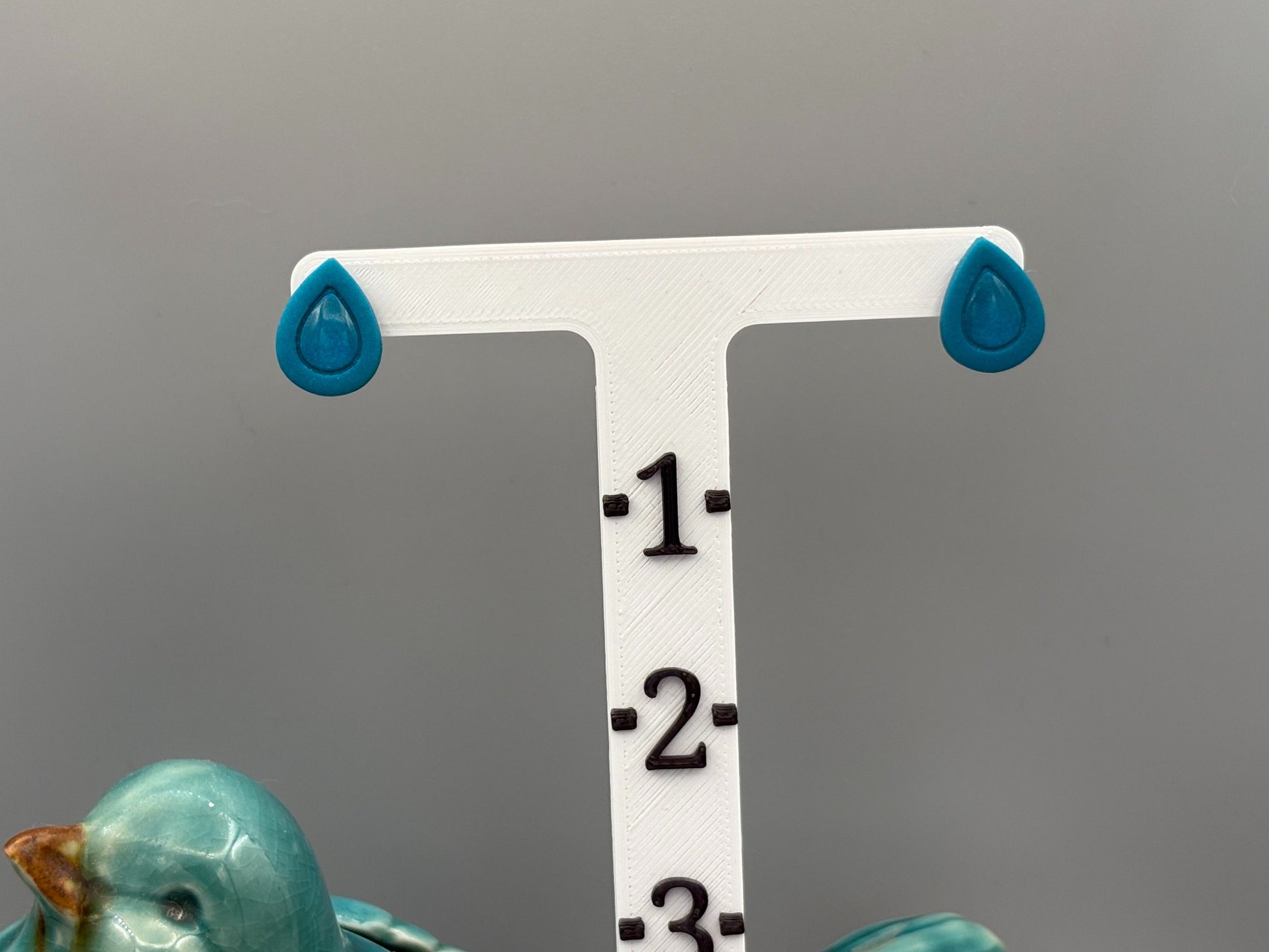 Teal Drop Stud Earrings - handcrafted polymer clay earrings by Lakeside Clay