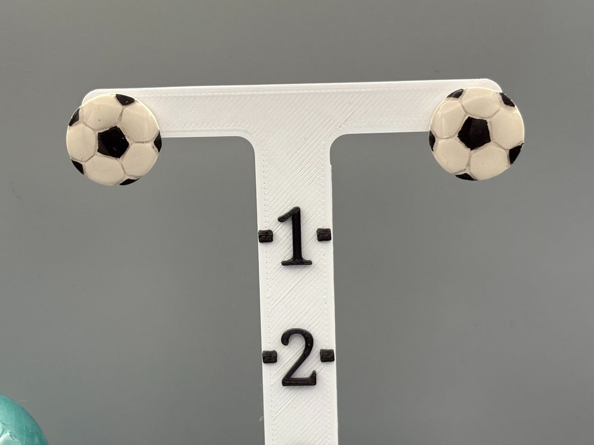 Soccer Ball Stud Earrings - handcrafted polymer clay earrings by Lakeside Clay