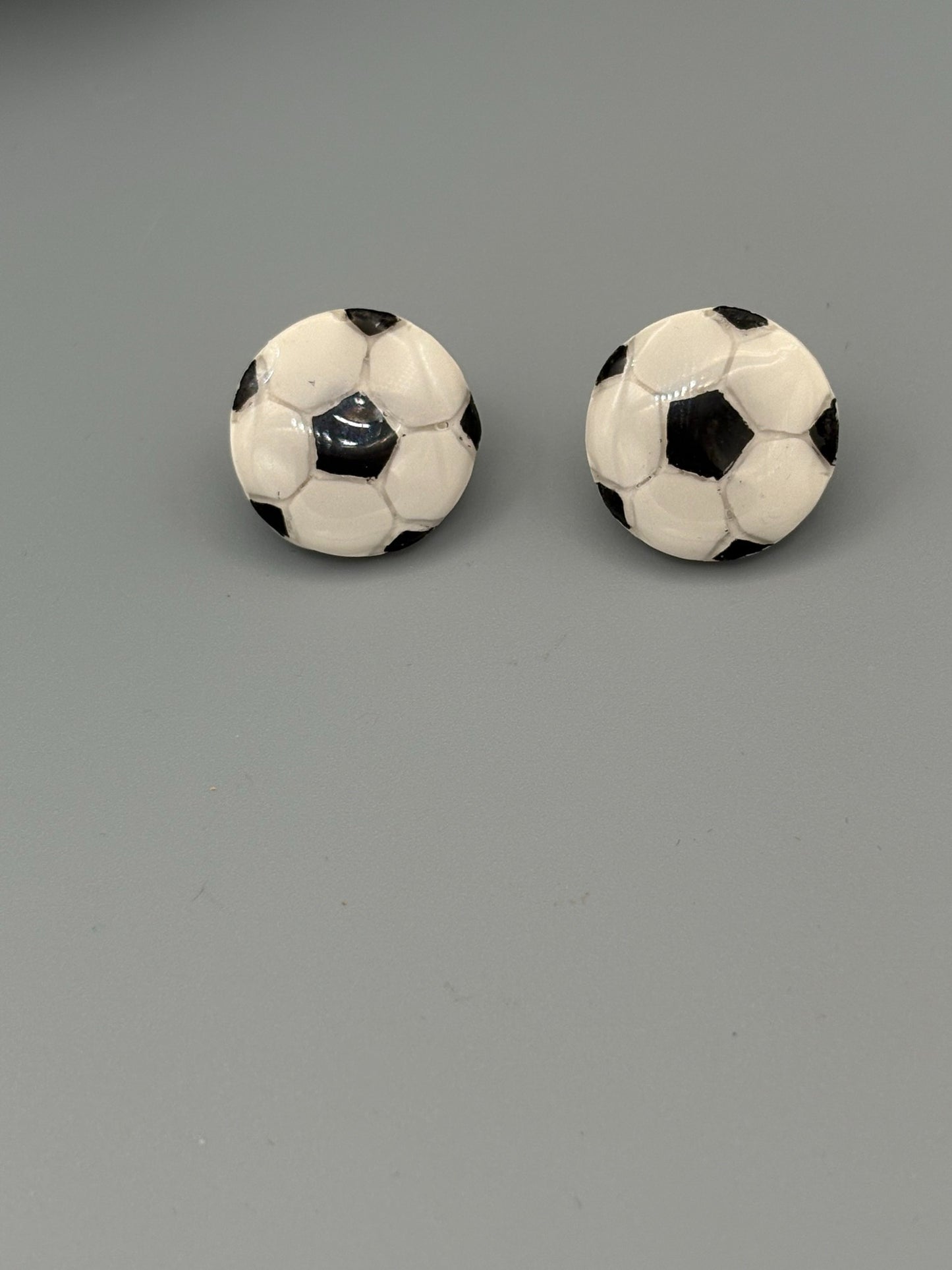 Soccer Ball Stud Earrings - handcrafted polymer clay earrings by Lakeside Clay