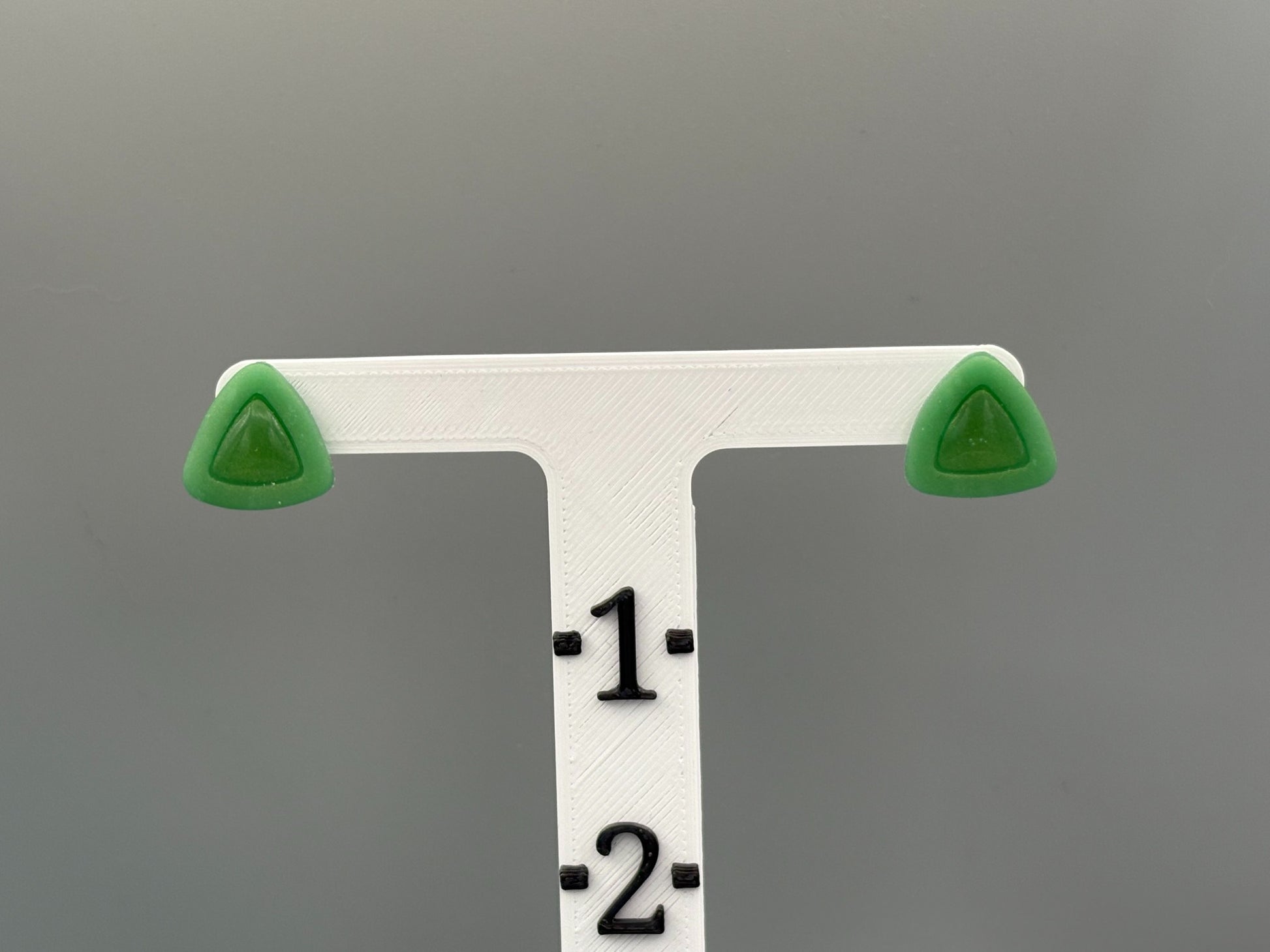 Green Triangle Stud Earrings - handcrafted polymer clay earrings by Lakeside Clay